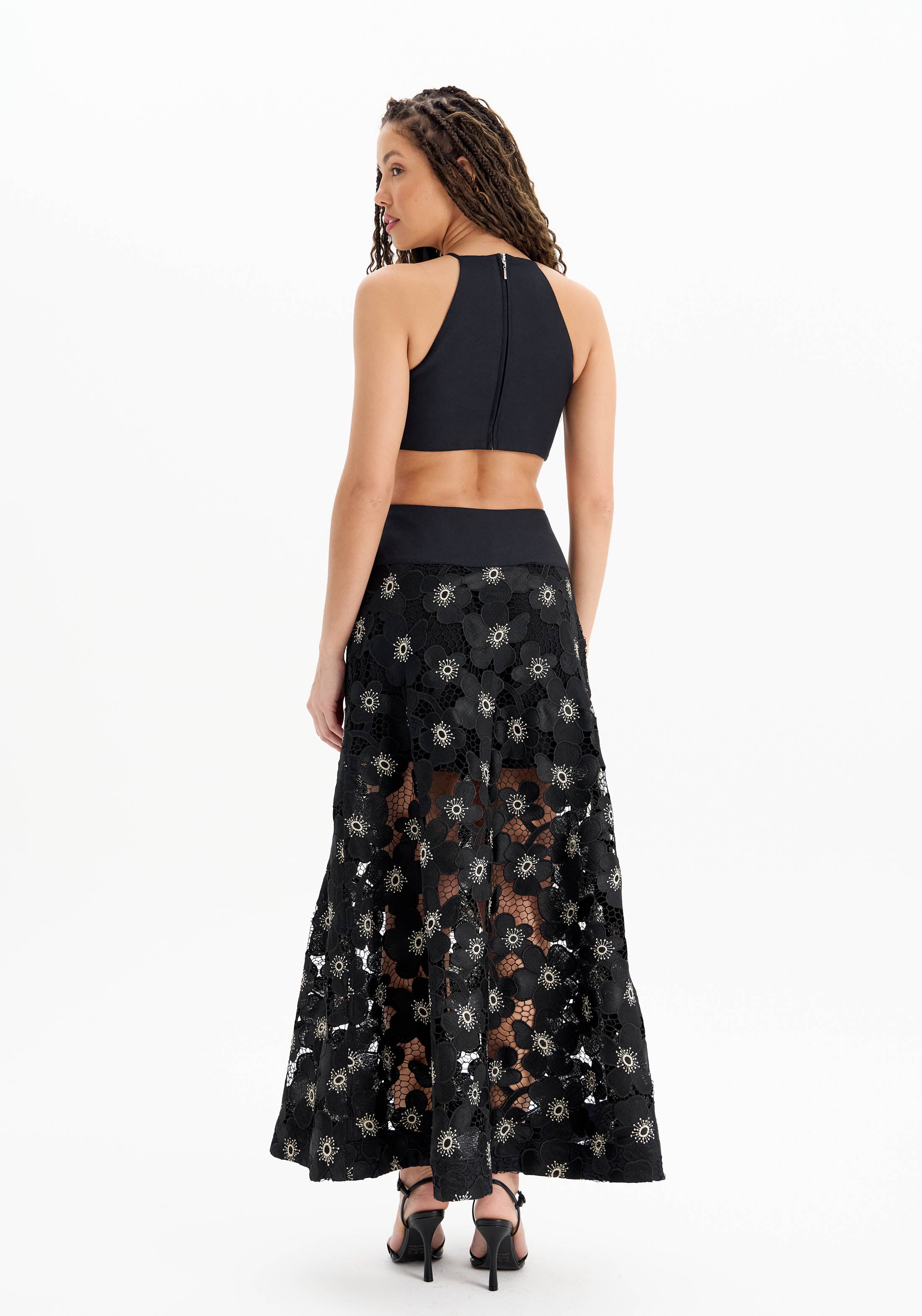 APPLIQUE MIDI DRESS