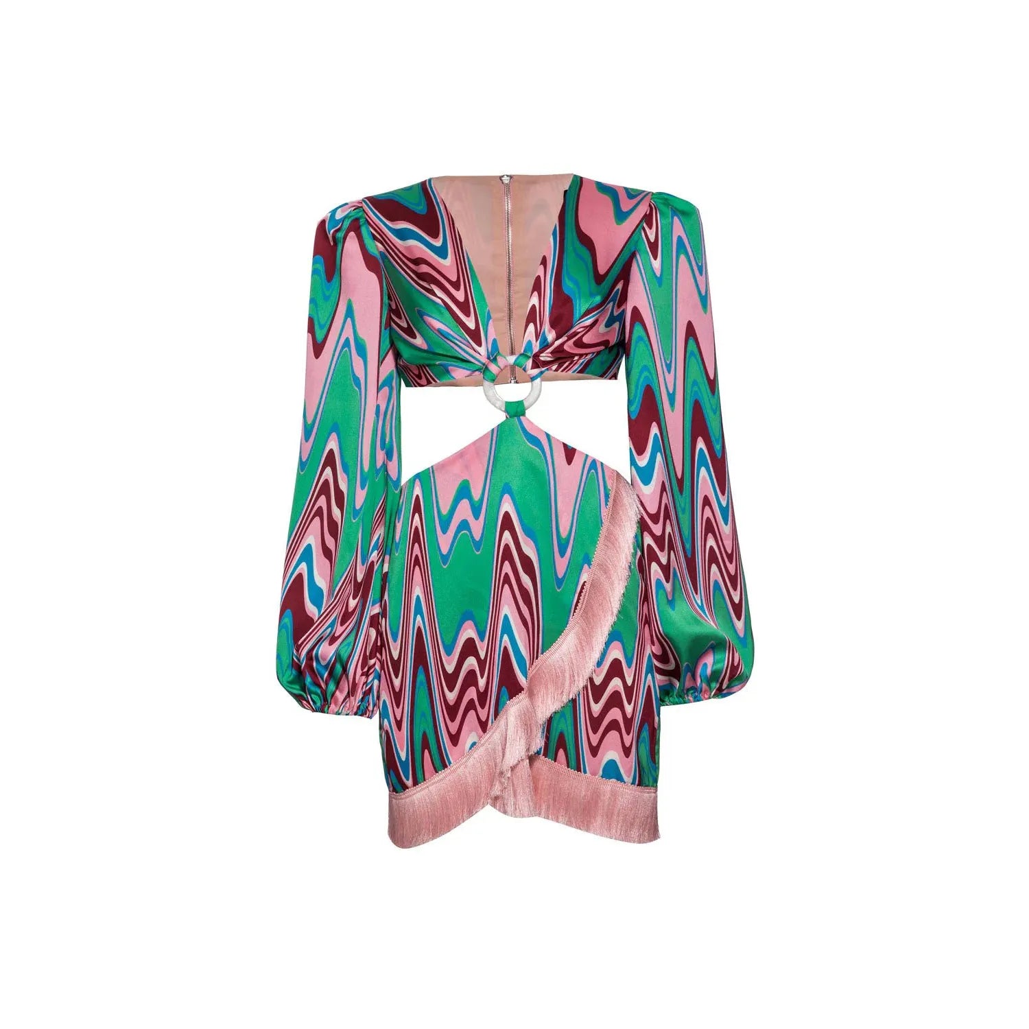 PB WAVE FRINGE TRIM MINI DRESS