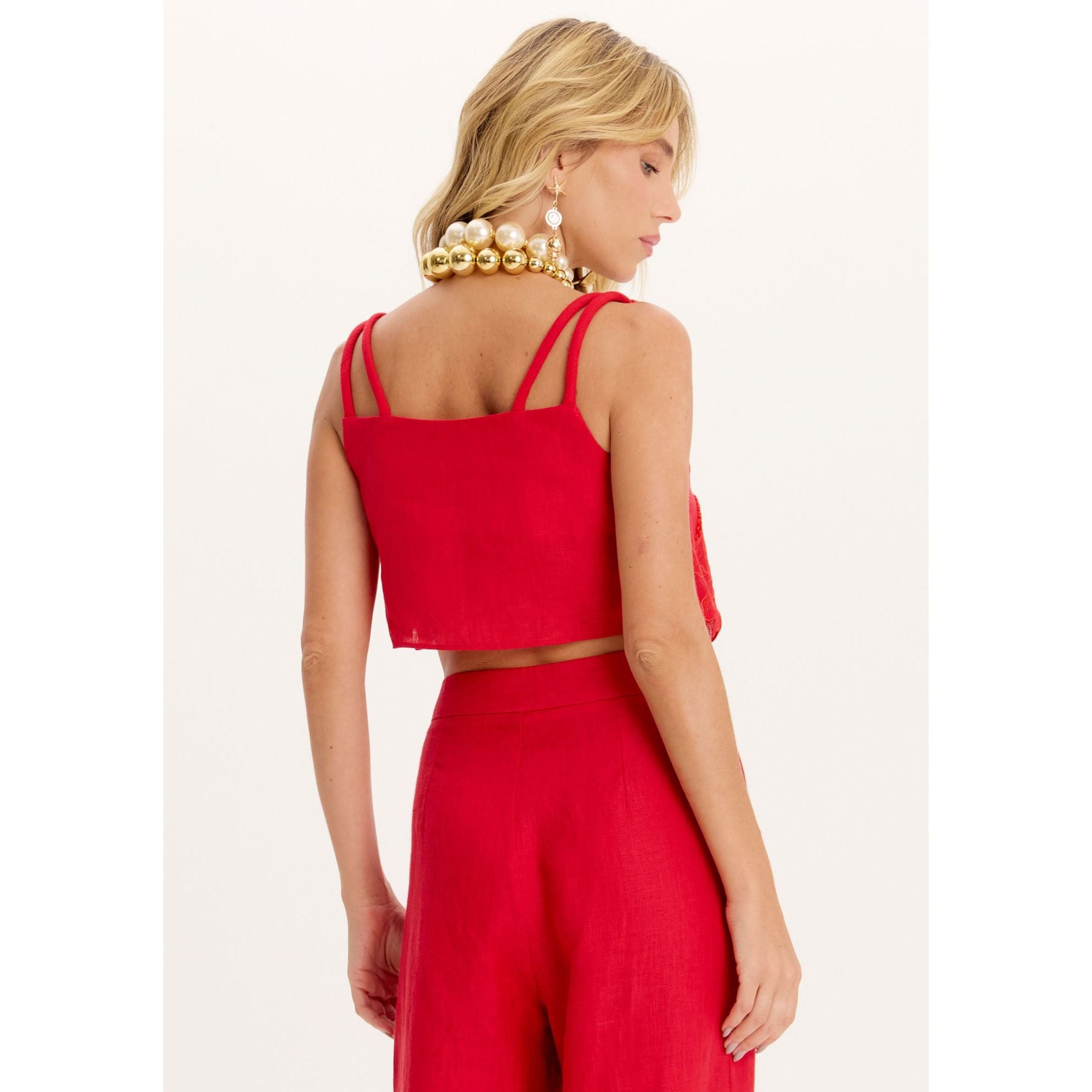 AMAR RED LINEN SET