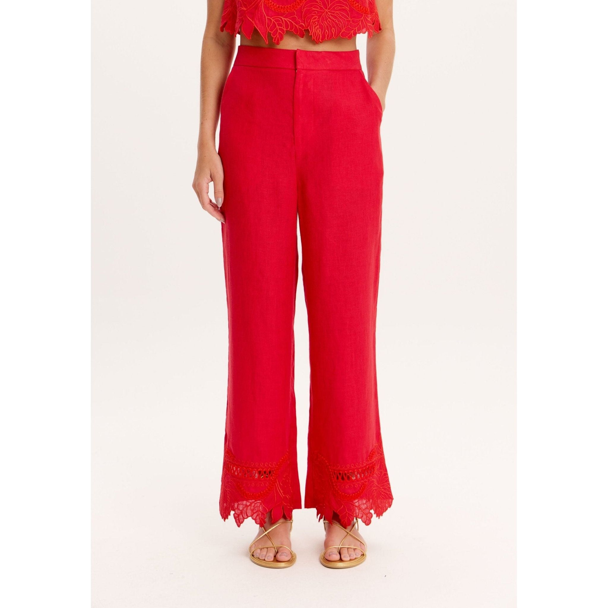AMAR RED LINEN SET