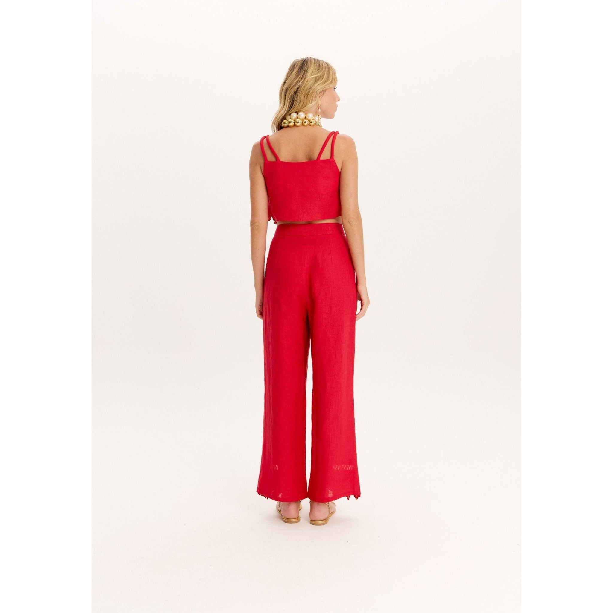 AMAR RED LINEN SET