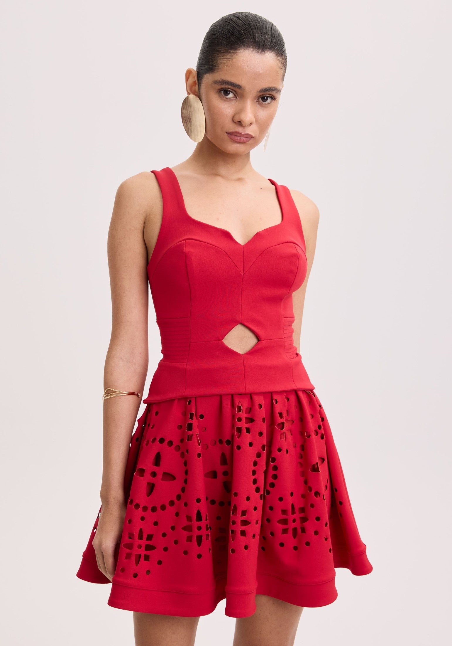 AMAR LAZER EMBROIDERY SHORT DRESS