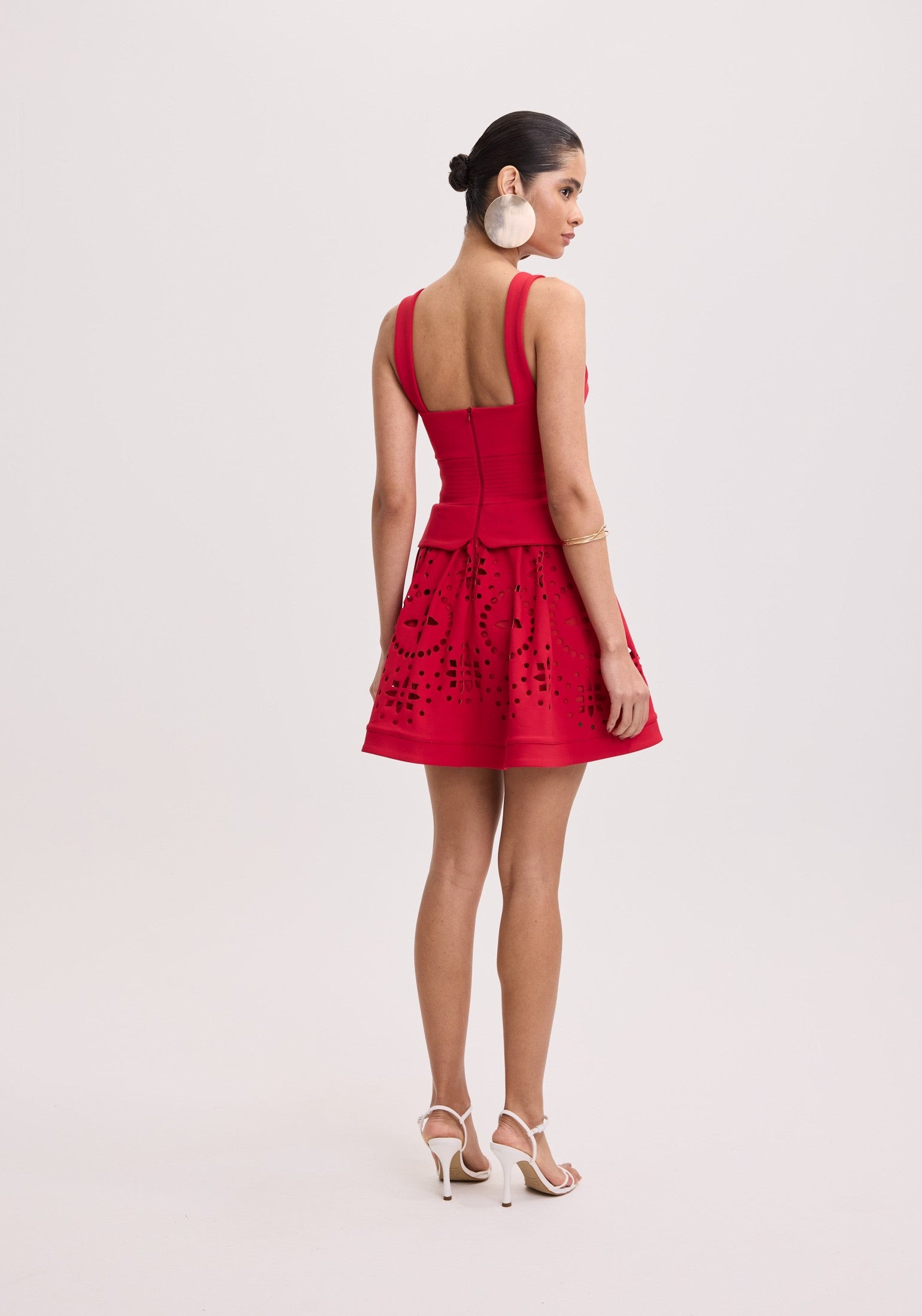 AMAR LAZER EMBROIDERY SHORT DRESS