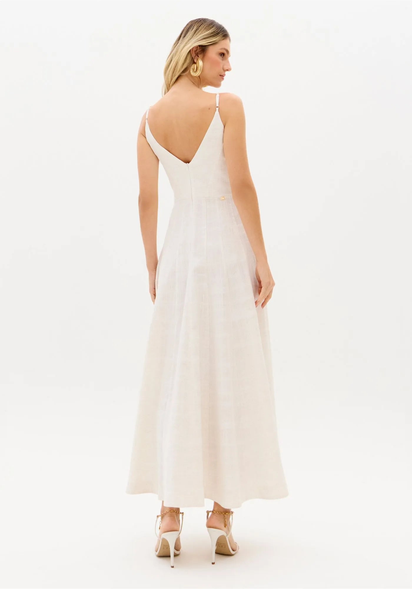 LP LINEN SUPER MIDI DRESS WITH STRAPS