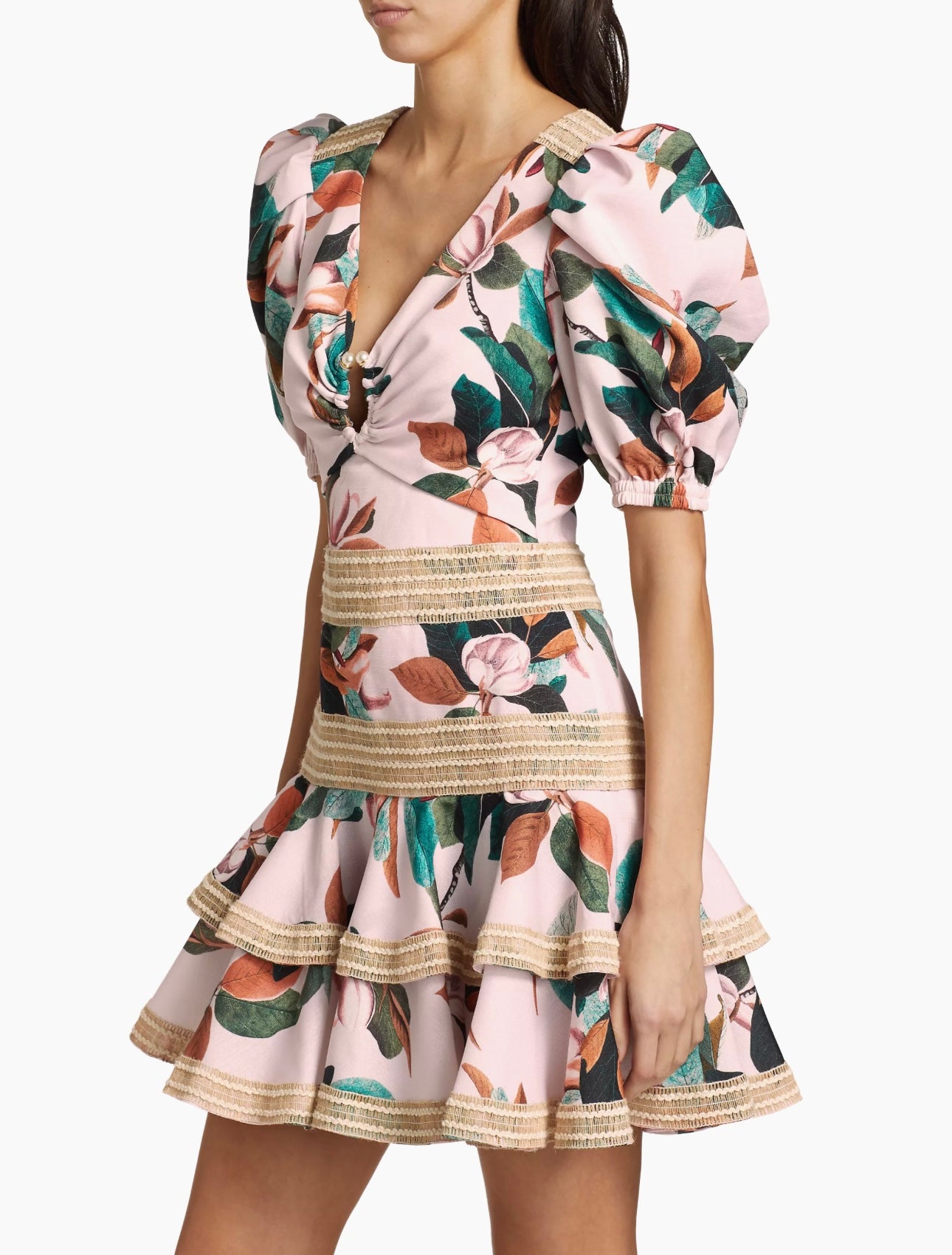 PT FLORAL PUFF SLEEVE SHORT DRESS