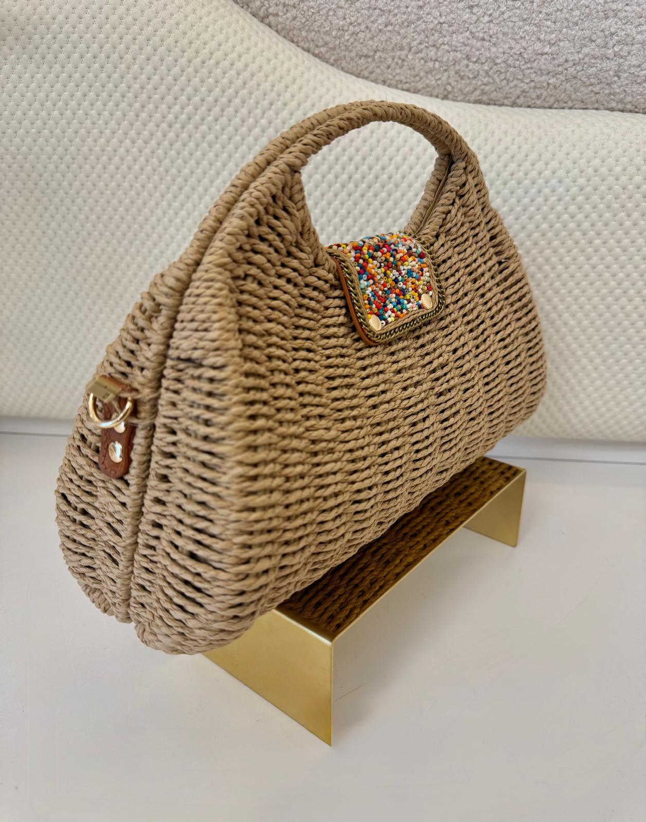 IV BLUE GEMSTONE STRAW BAG