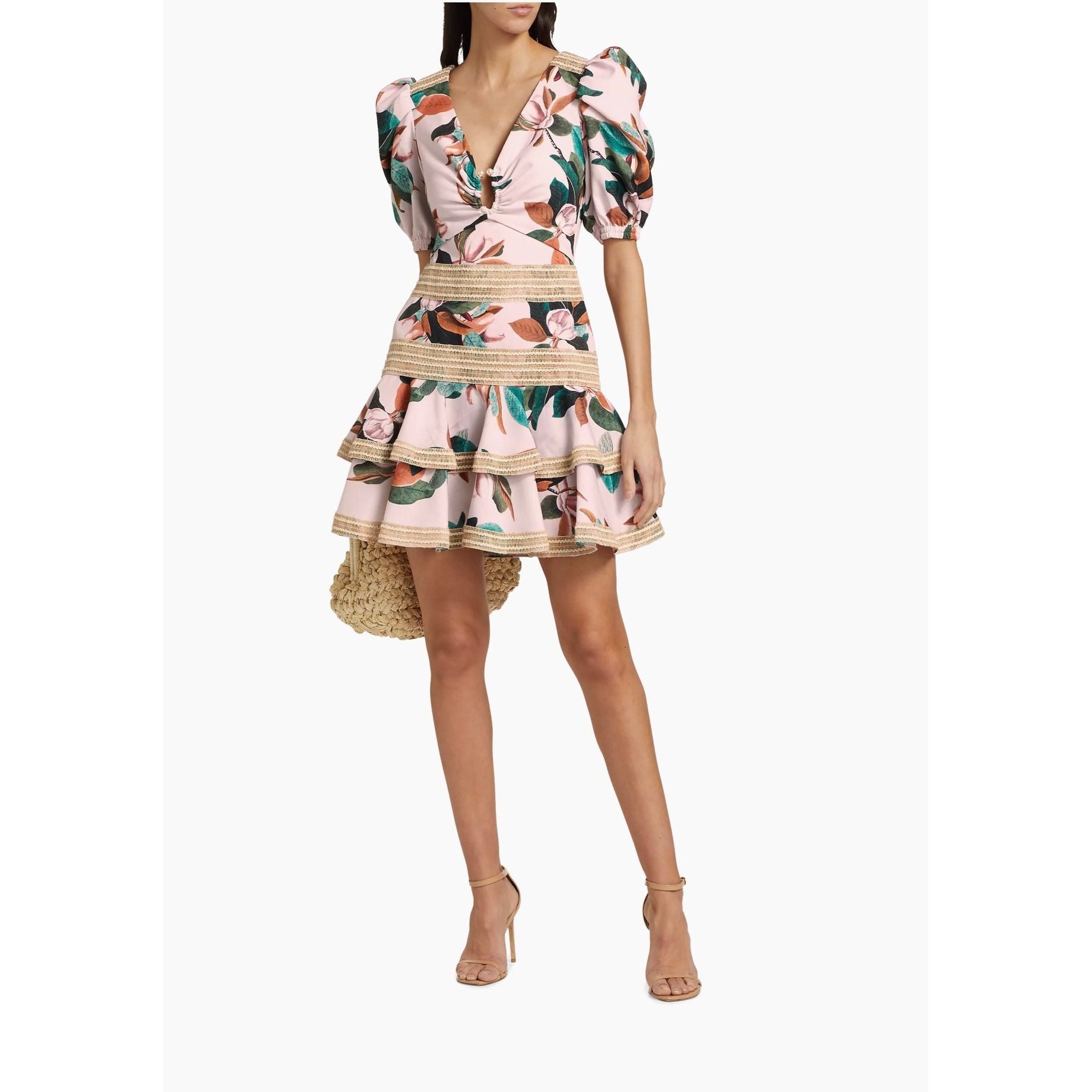 PT FLORAL PUFF SLEEVE SHORT DRESS