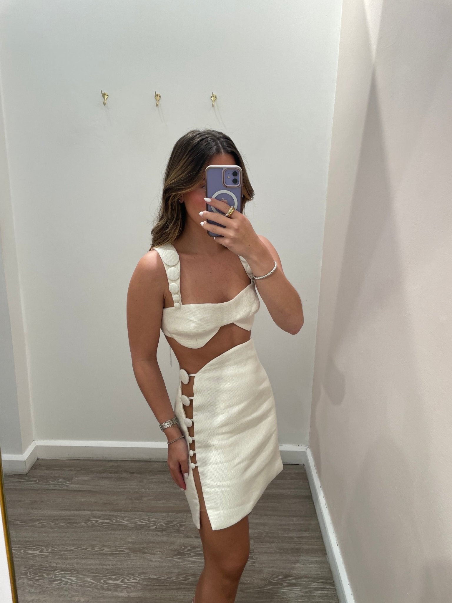 HL SHORT BUTTON SKIRT OFF WHITE
