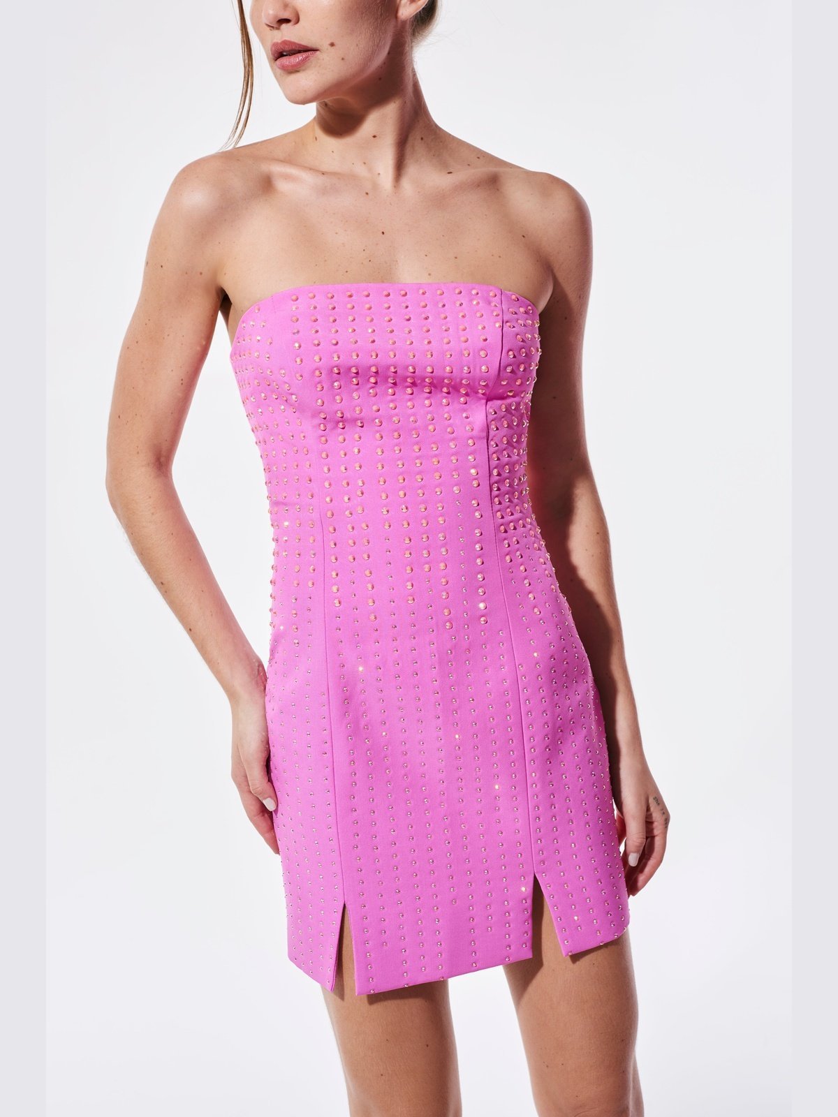 SKAZI CRISTALS SHORT DRESS PINK/OFF WHITE