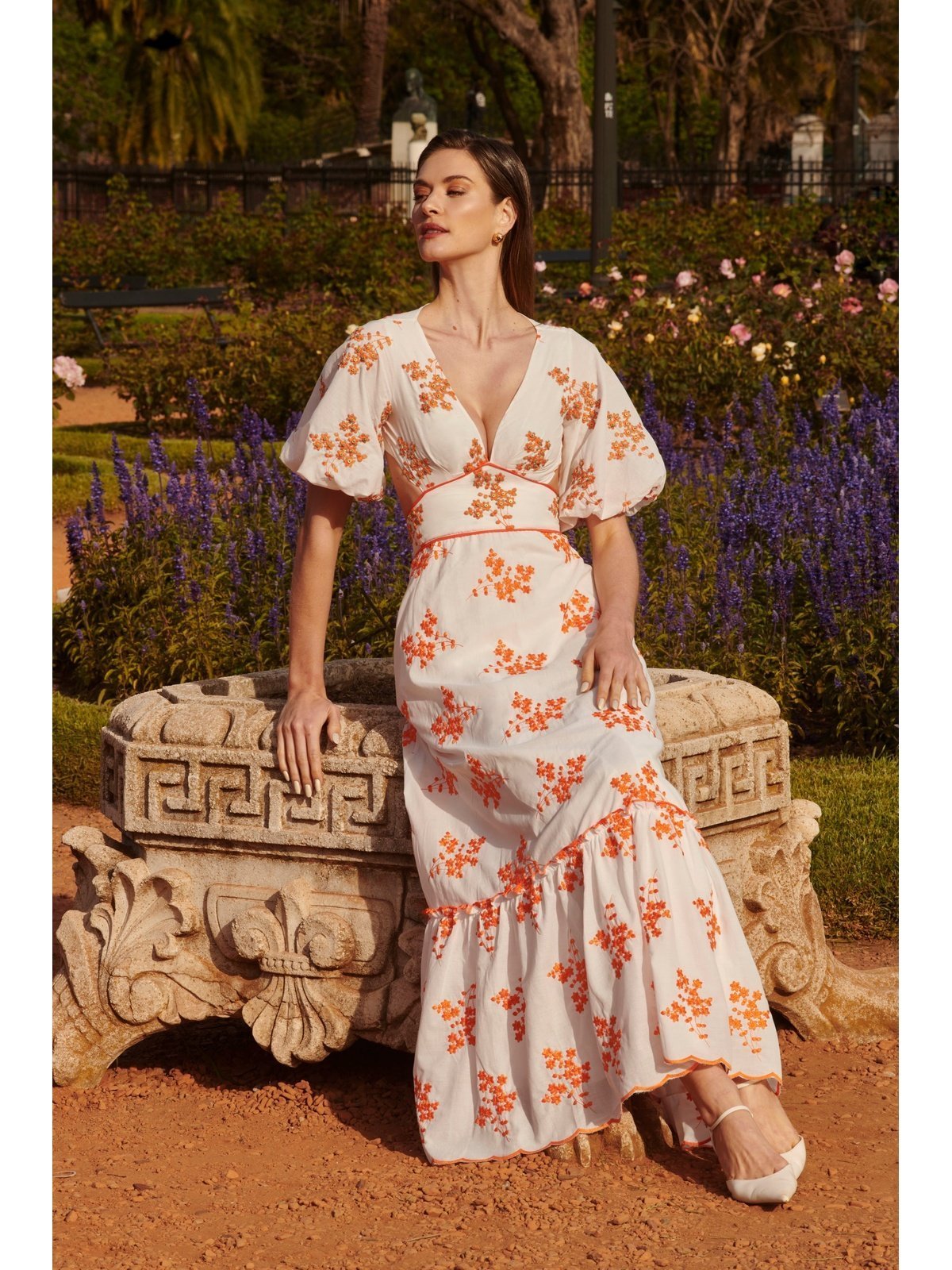 LN FLOWER JEWELS EMBROIDERED DRESS