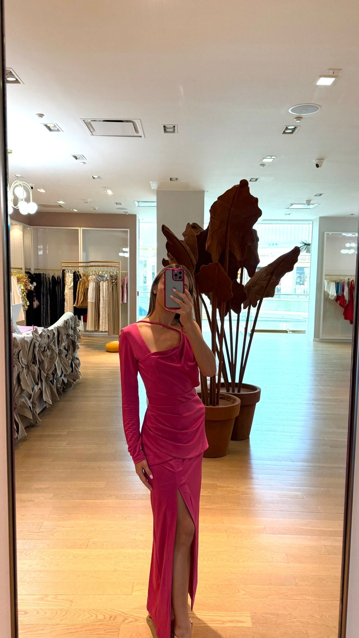 TD PINK ONE SHOULDER DRESS
