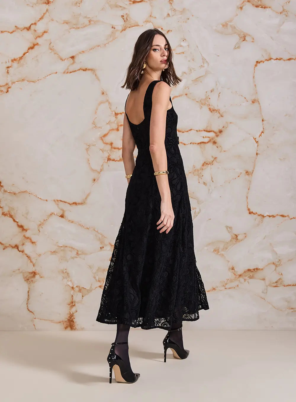 SK BLACK EMBROIDERY DRESS