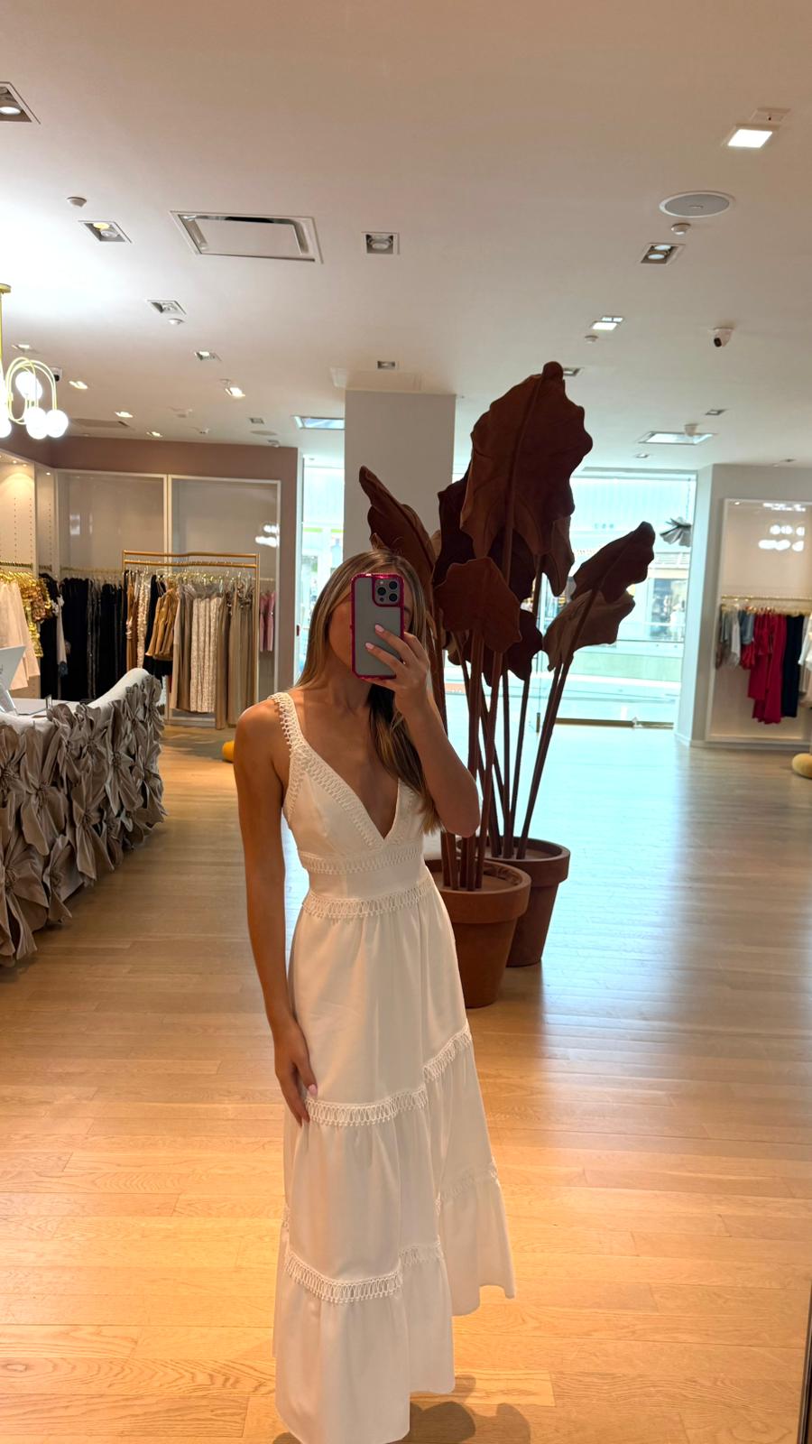 WHITE MAXI MIDI BORDADO