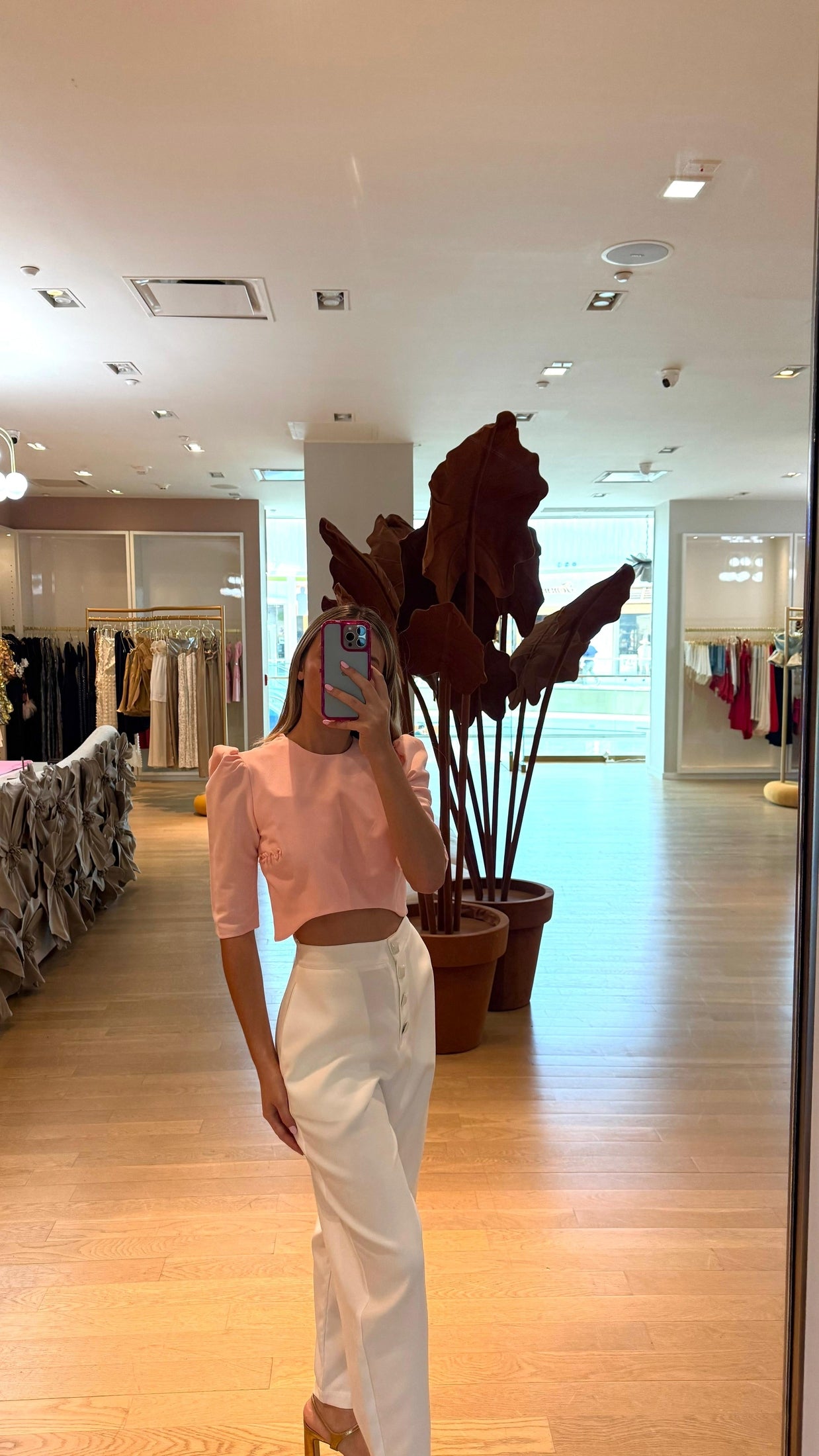 HL PINK PUFFY SLEEVES PINK TOP