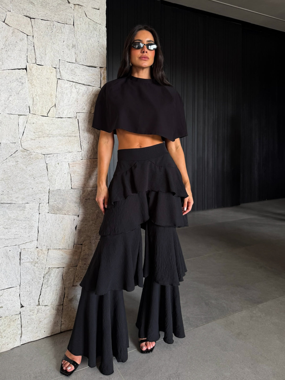 IARA RUFFLE AND CAPE MATCHING SET