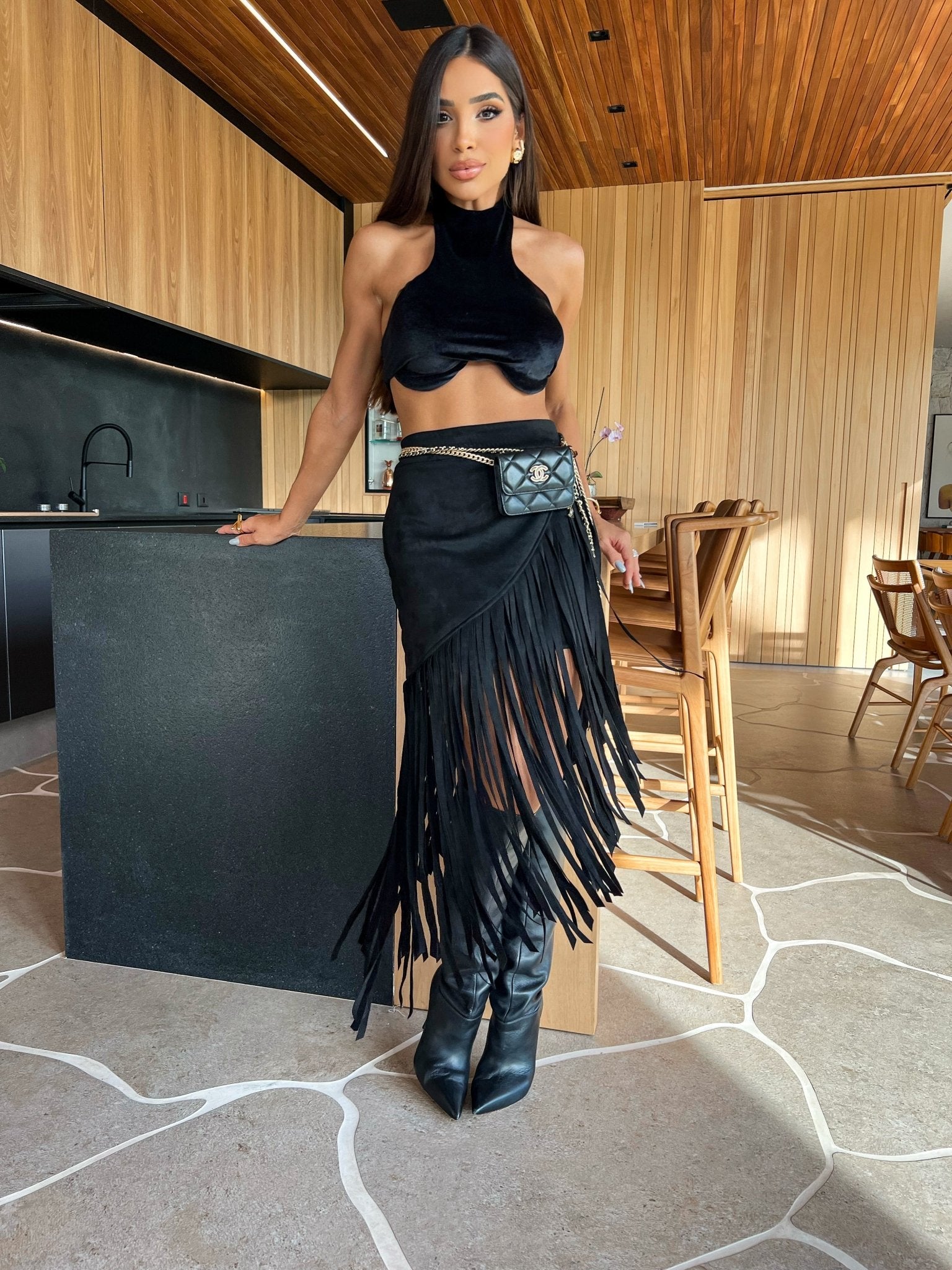 SUEDE BLACK WEST SKIRT