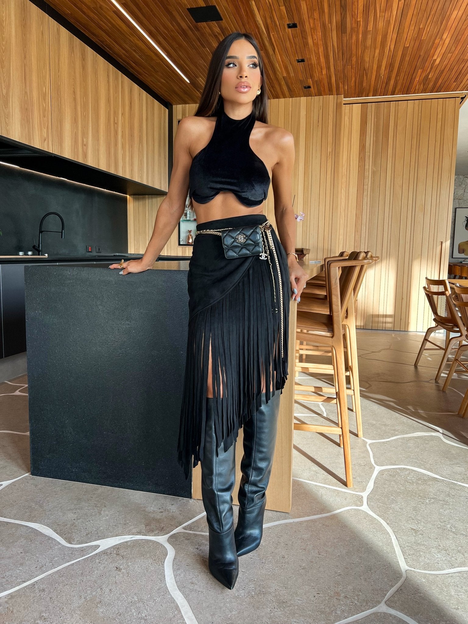 SUEDE BLACK WEST SKIRT