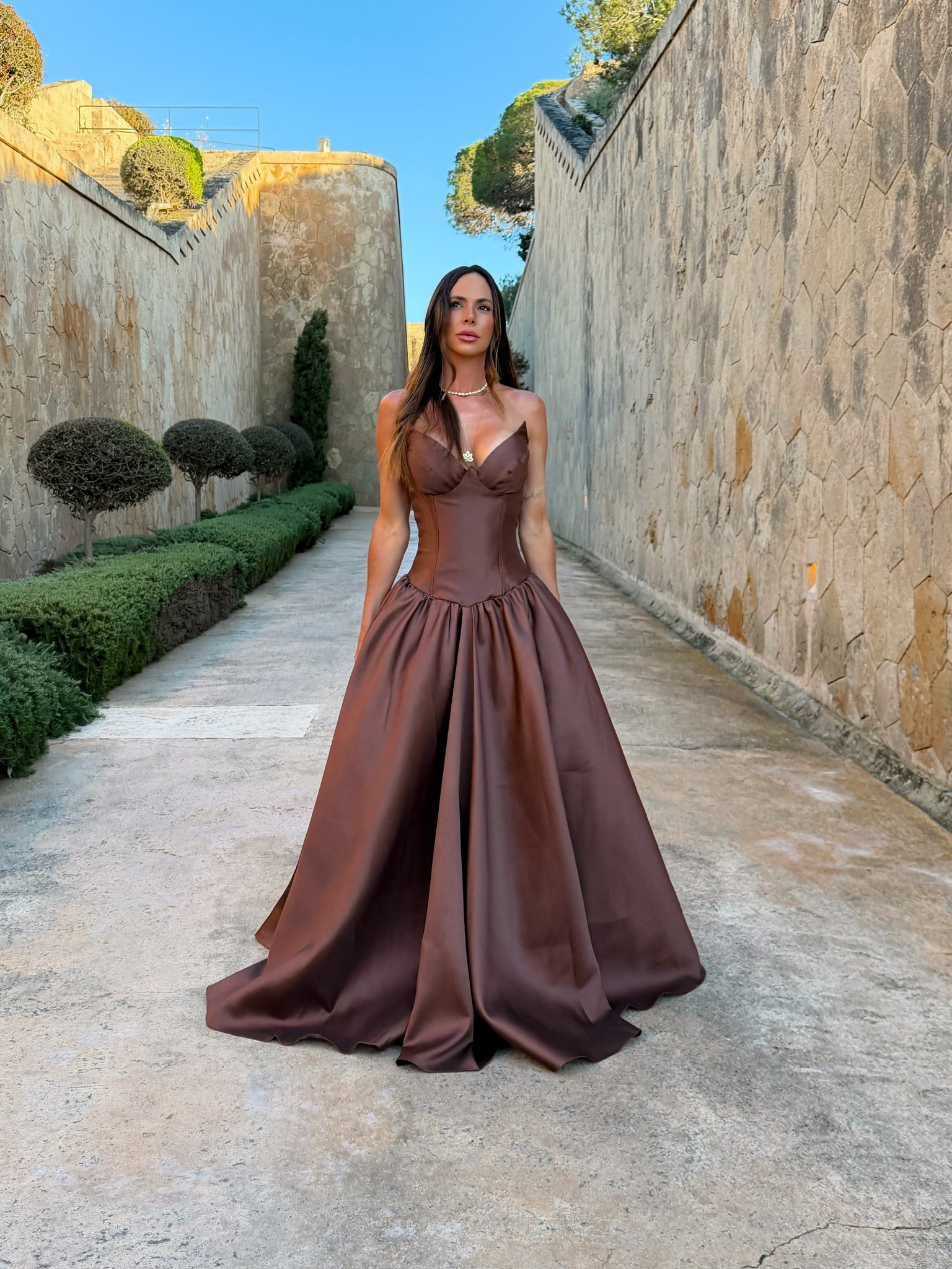 VENUS LONG GOWN - BROWN