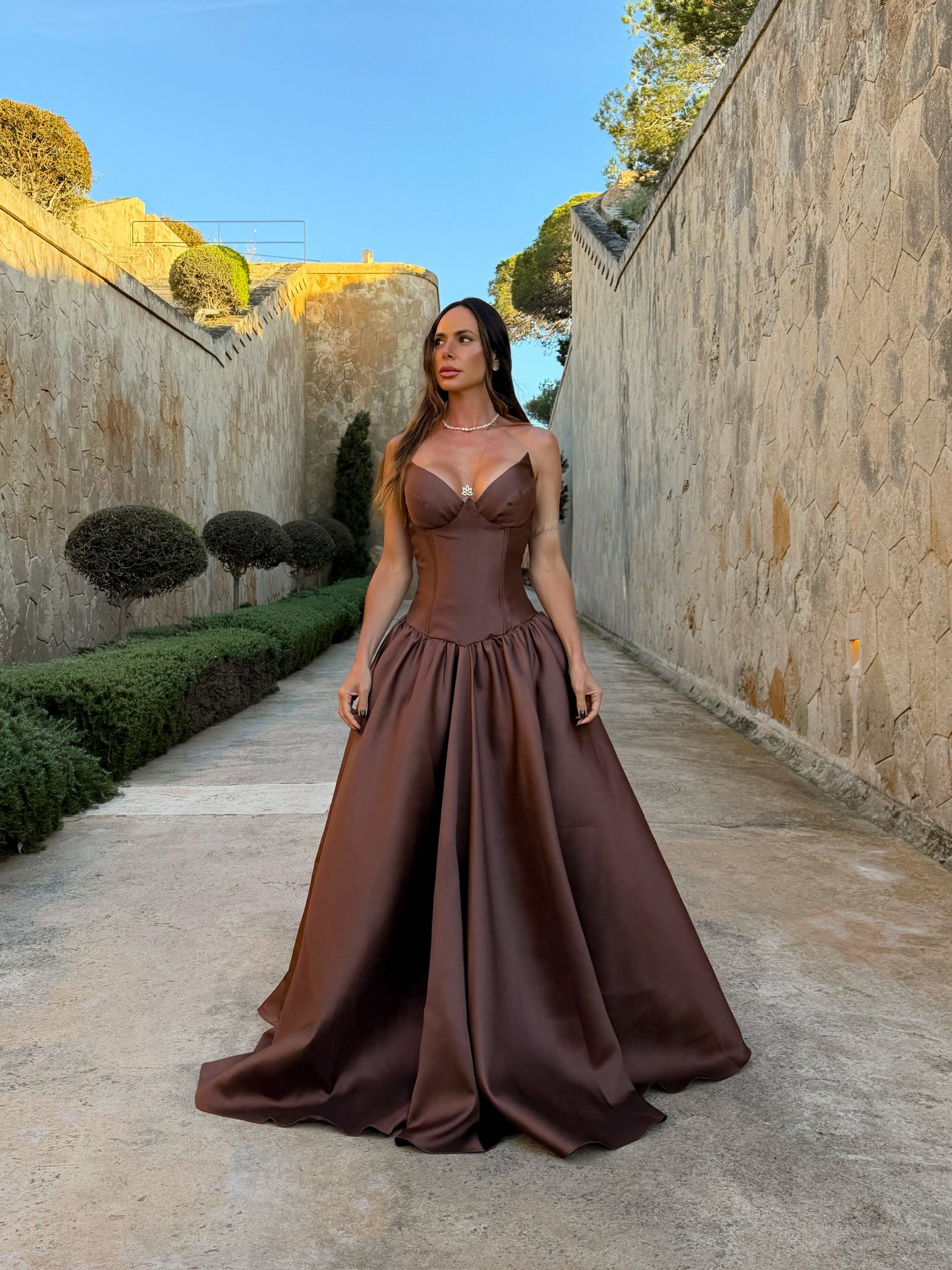 VENUS LONG GOWN - BROWN