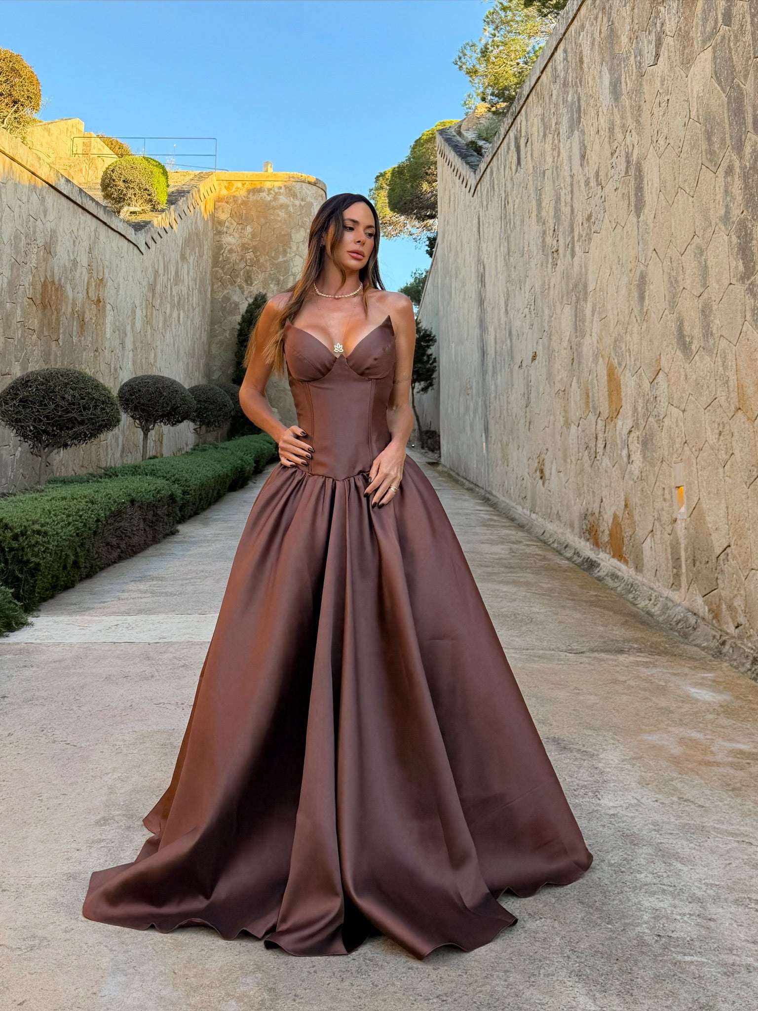 VENUS LONG GOWN - BROWN