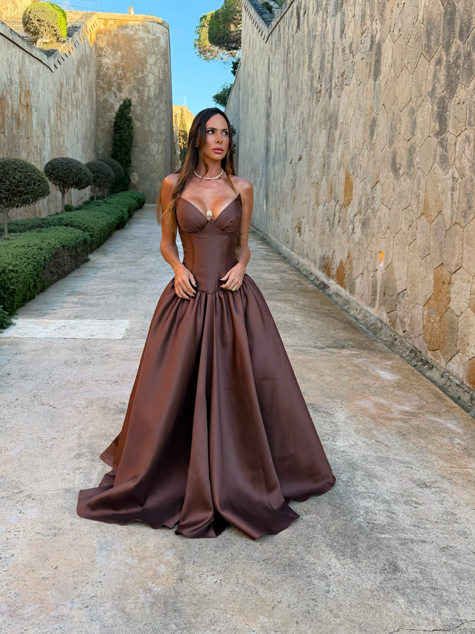 VENUS LONG GOWN - BROWN