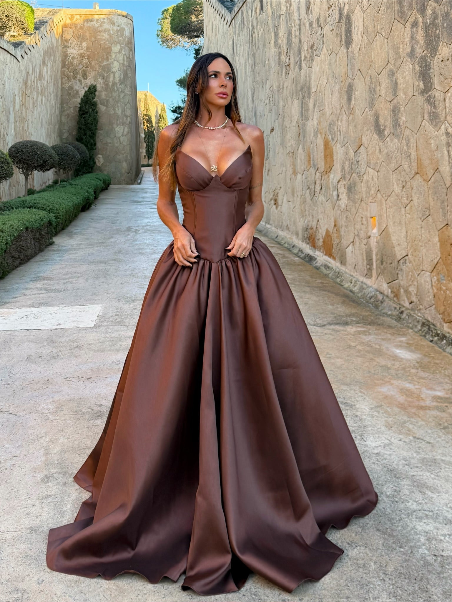 VENUS LONG GOWN - BROWN