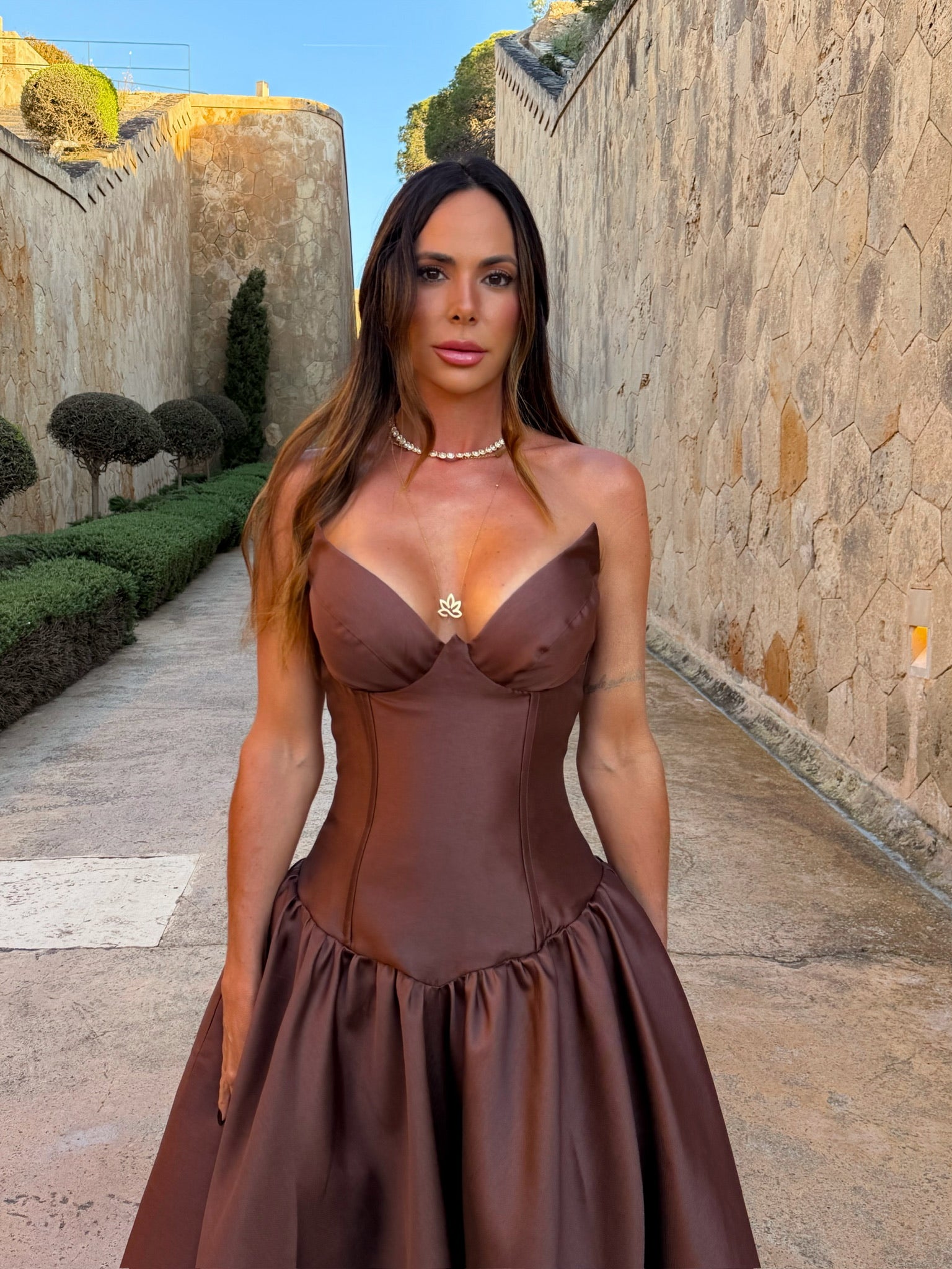 VENUS LONG GOWN - BROWN
