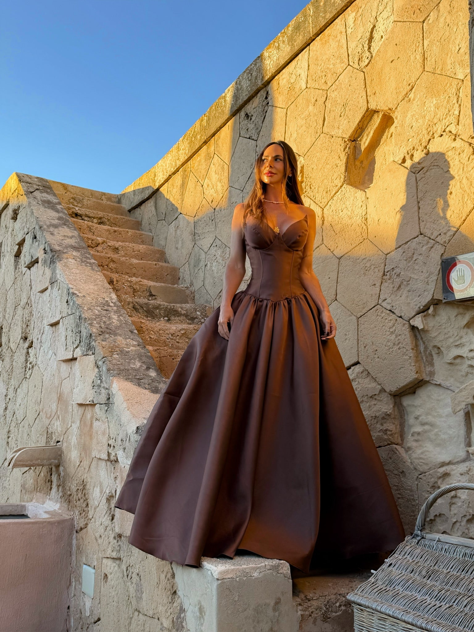 VENUS LONG GOWN - BROWN
