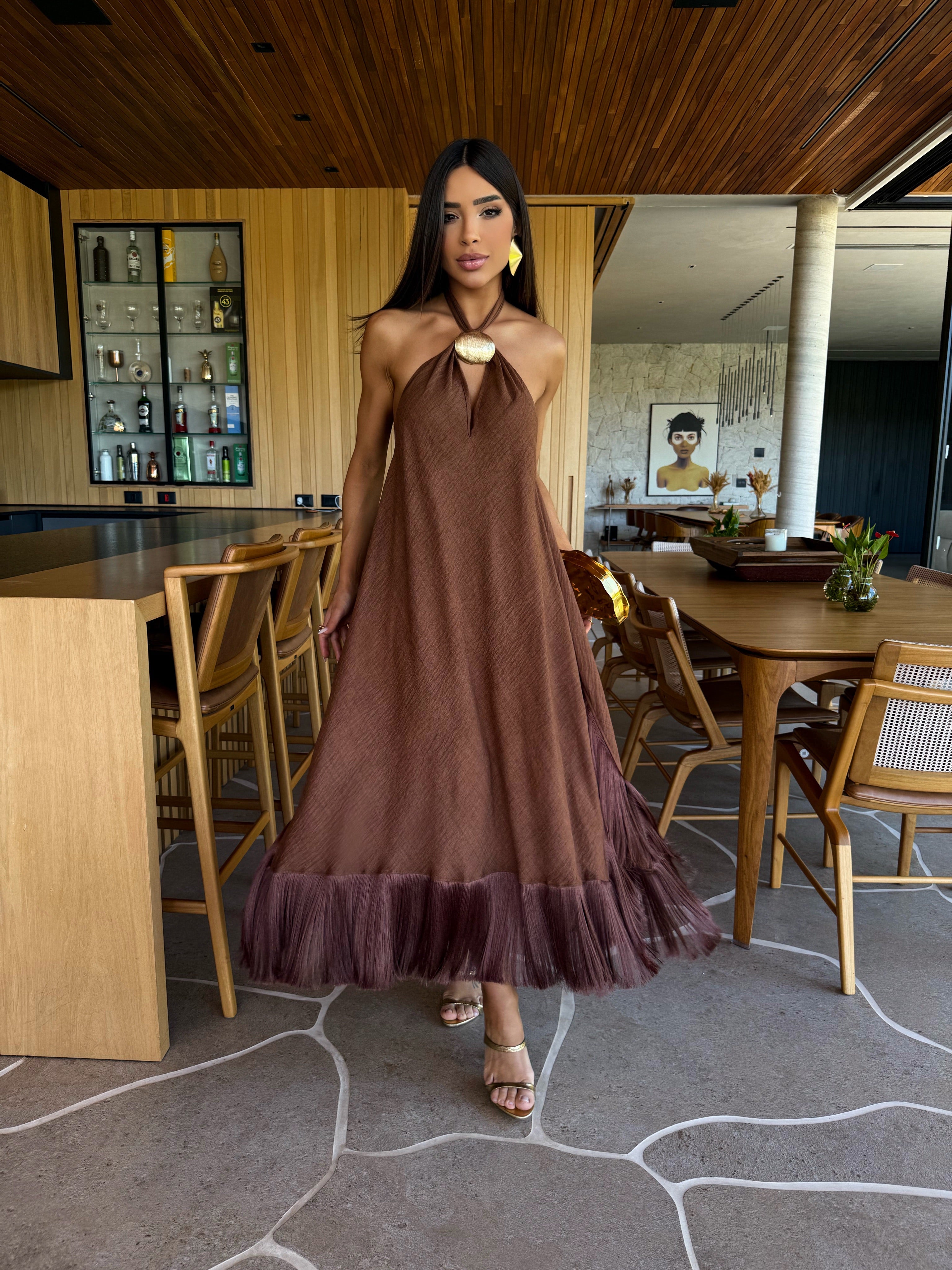 AIRE DRESS BROWN