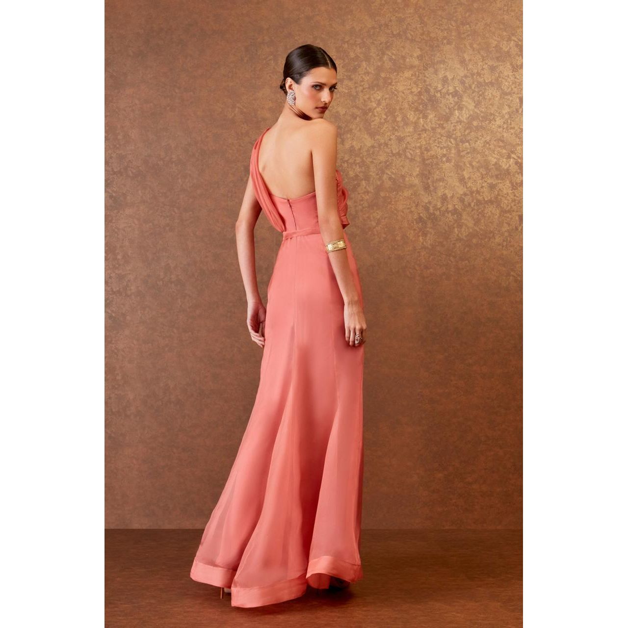 LONG DRESS WITH SHOULDER DETAIL - BLUSH