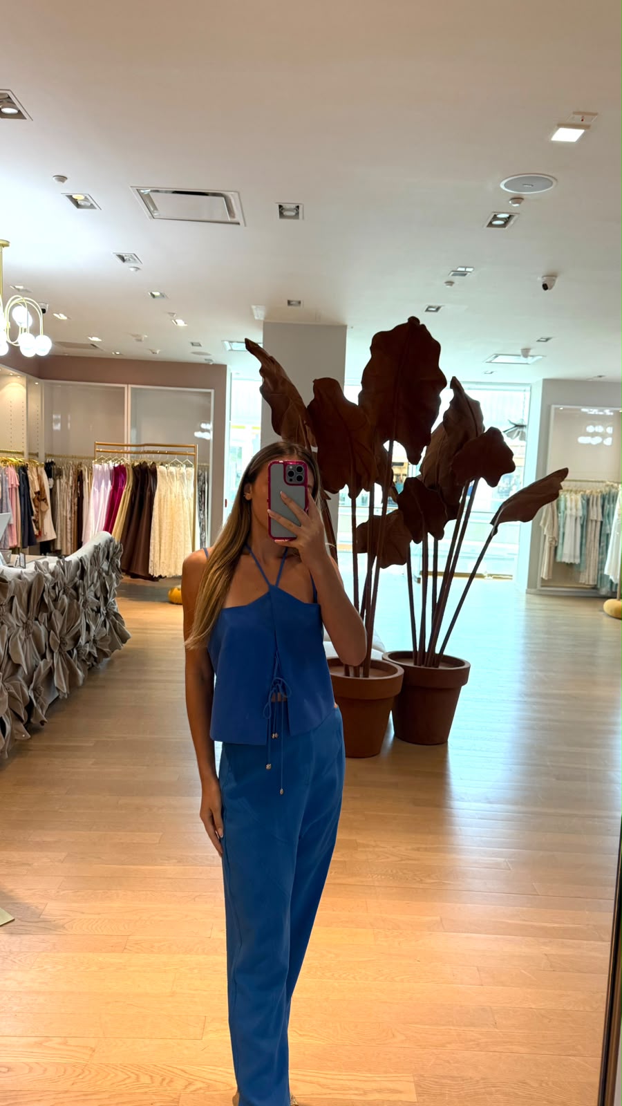TD BLUE FRONT TIE TOP MATCHING SET