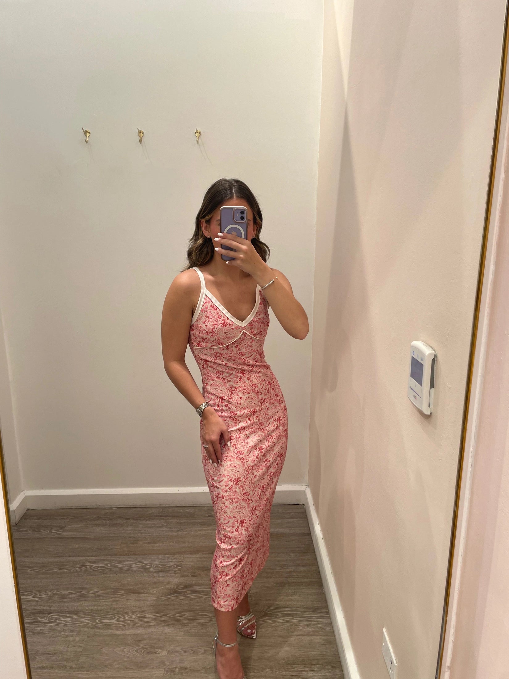 LP SUPER MIDI CUT OUT DRESS- PINK PRINT