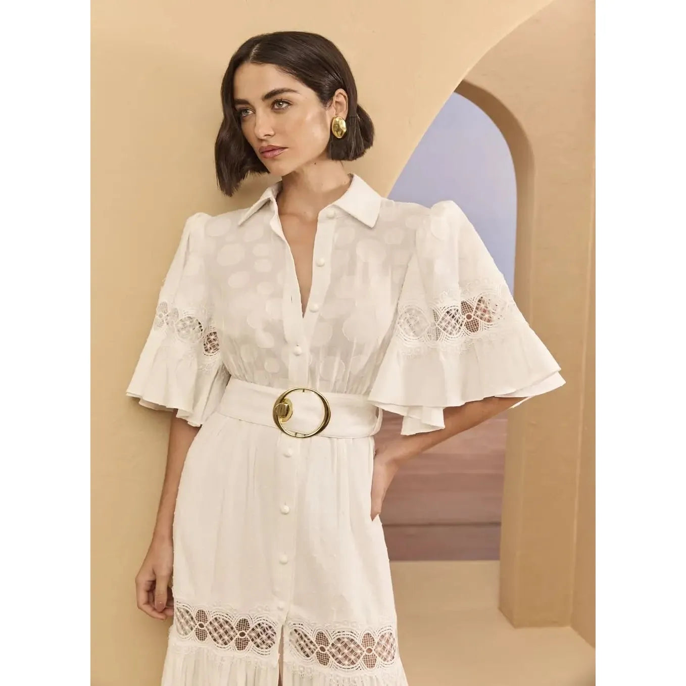 PATCHWORK BELTED DRESS