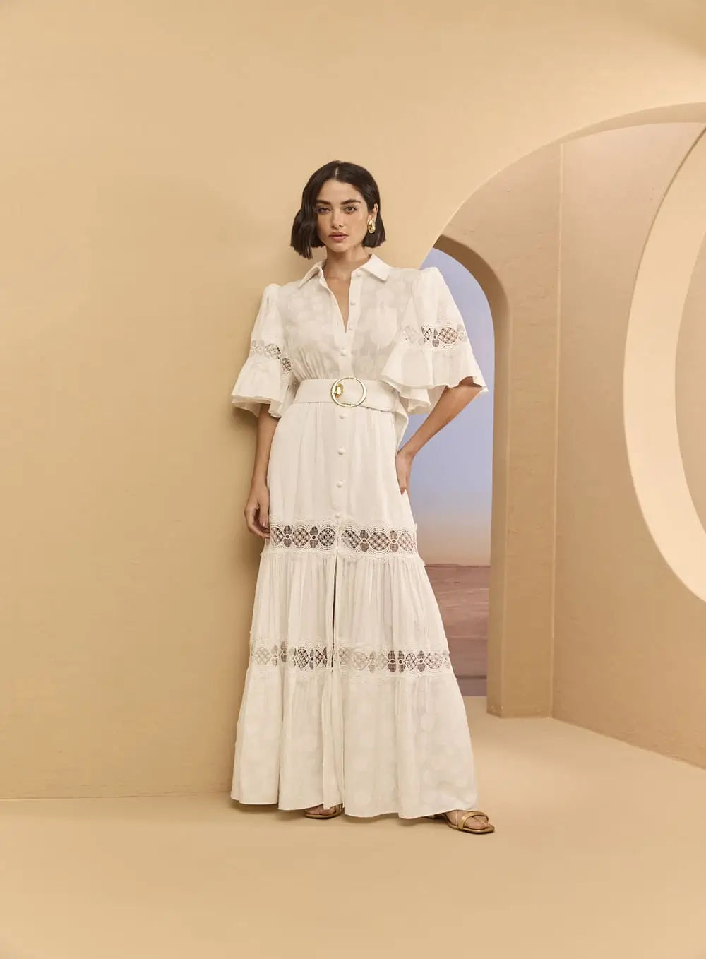 PATCHWORK BELTED DRESS