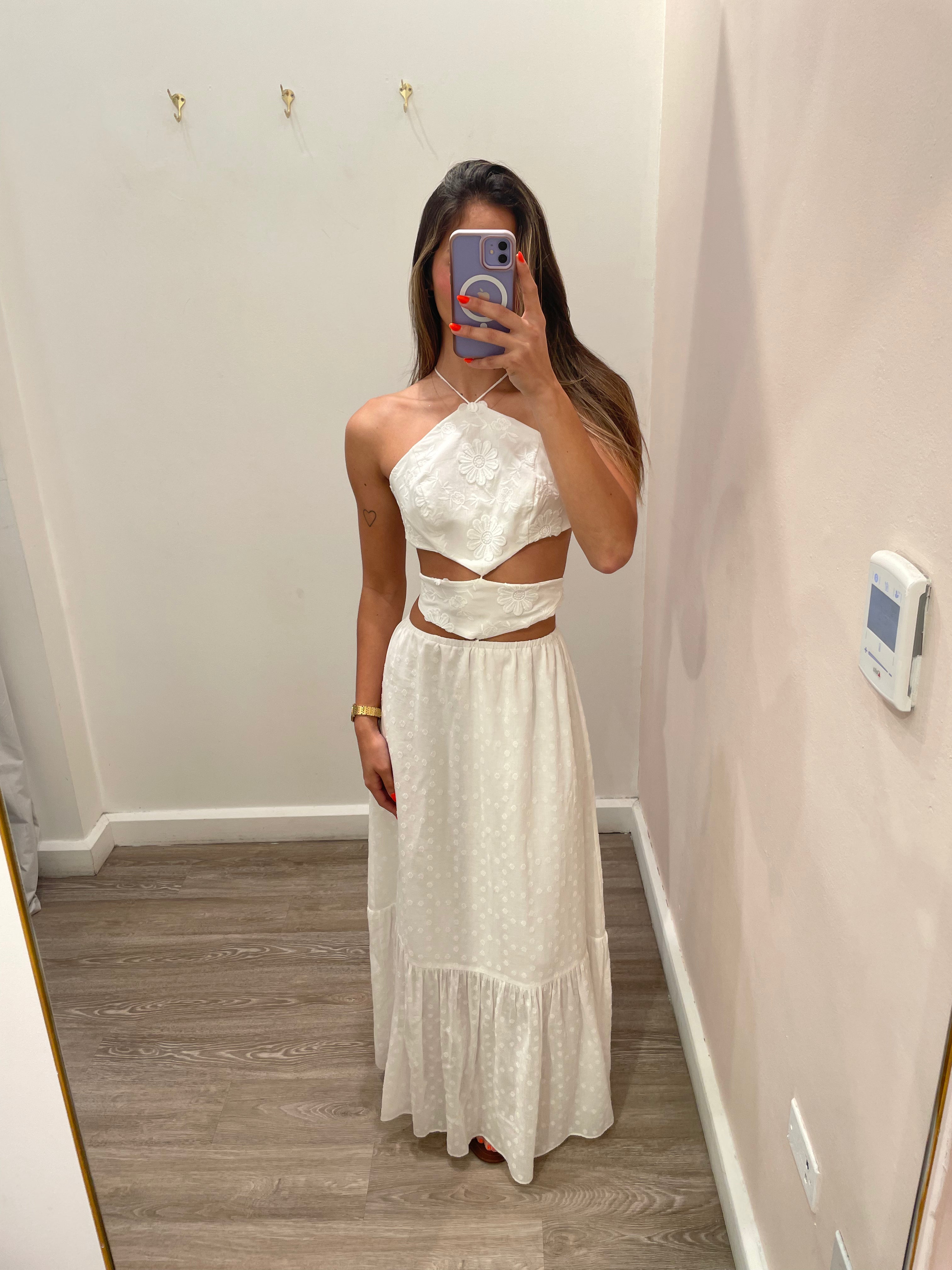 SC MIDI CUT-OUT EMBROIDERED DRESS
