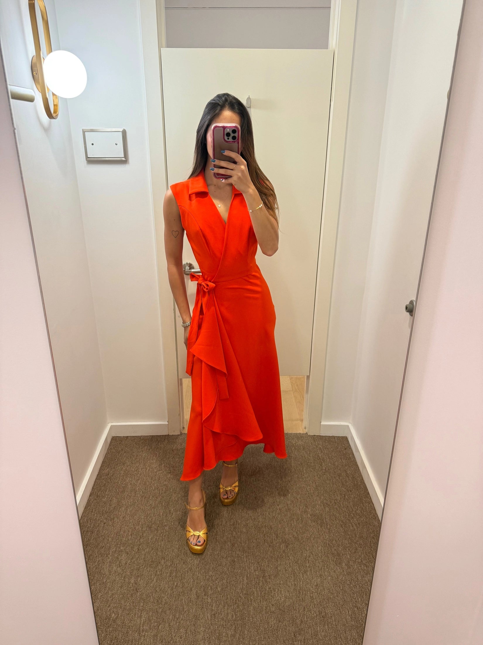 ORANGE TRESPASSADO MIDI DRESS