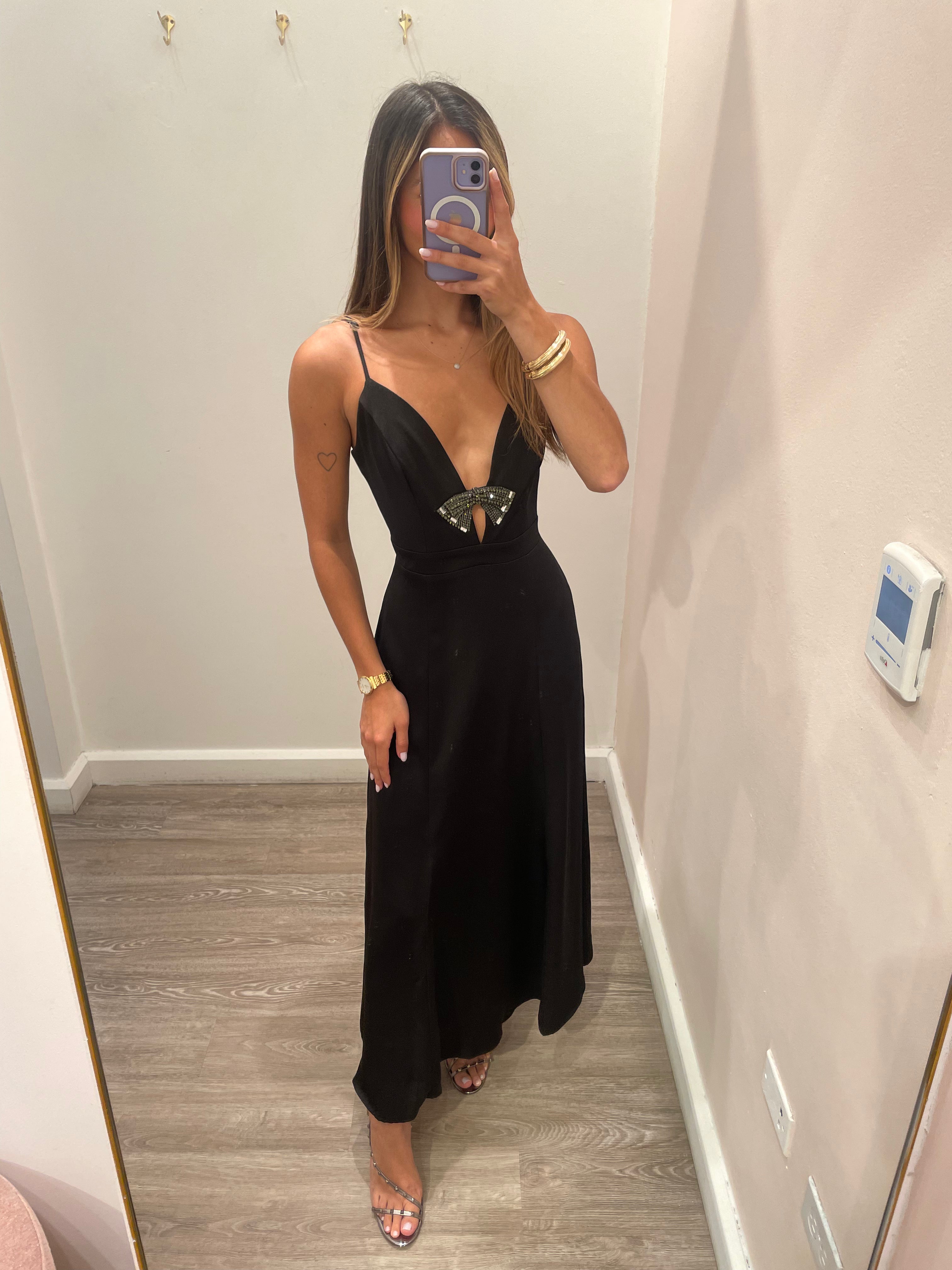 BLACK DECOTE LONG DRESS