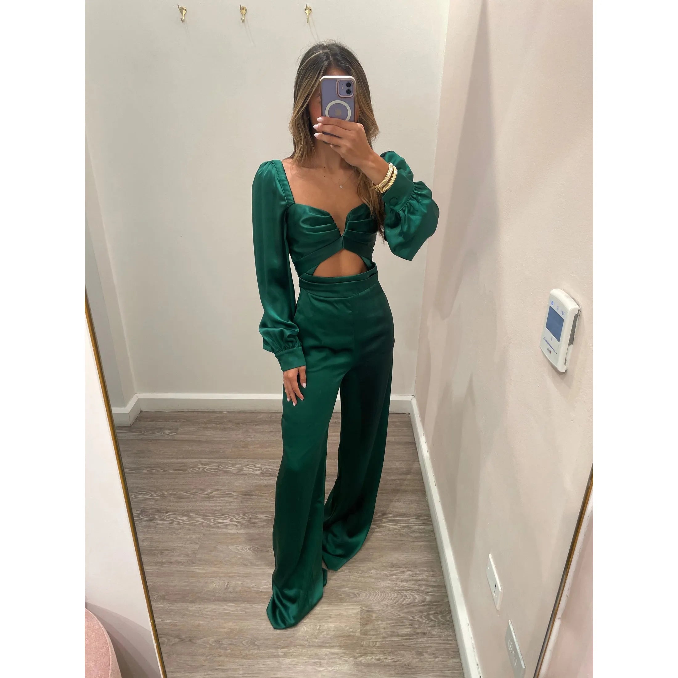 TD GREEN LONG SLEEVE JUMPSUIT