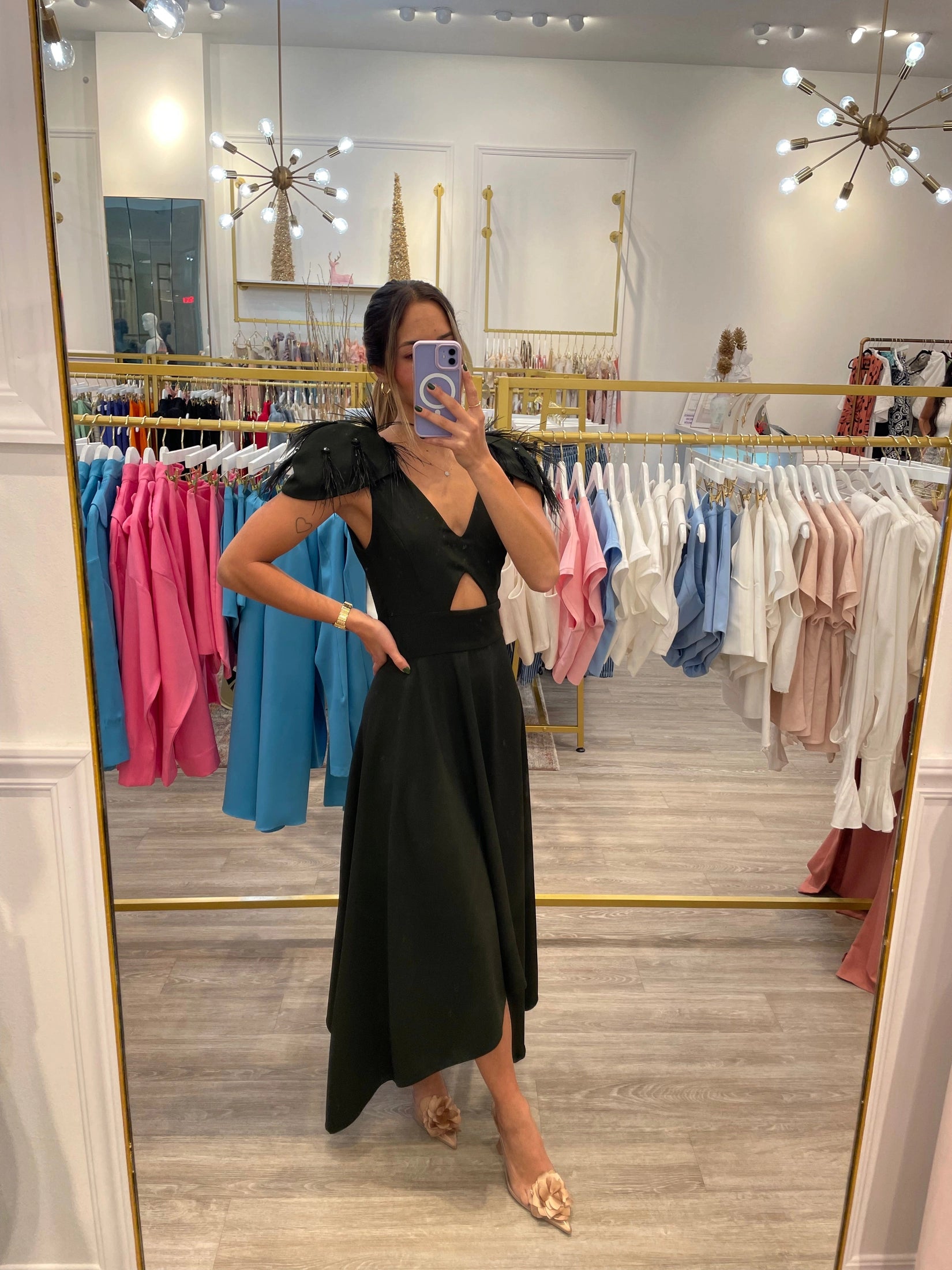 GREEN FEATHER DRESS