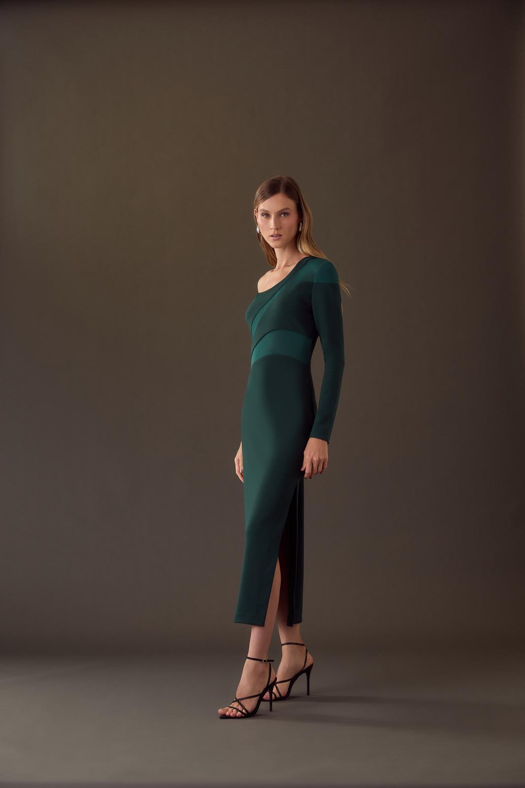 ARBOUR ONE SHOULDER GREEN DRESS