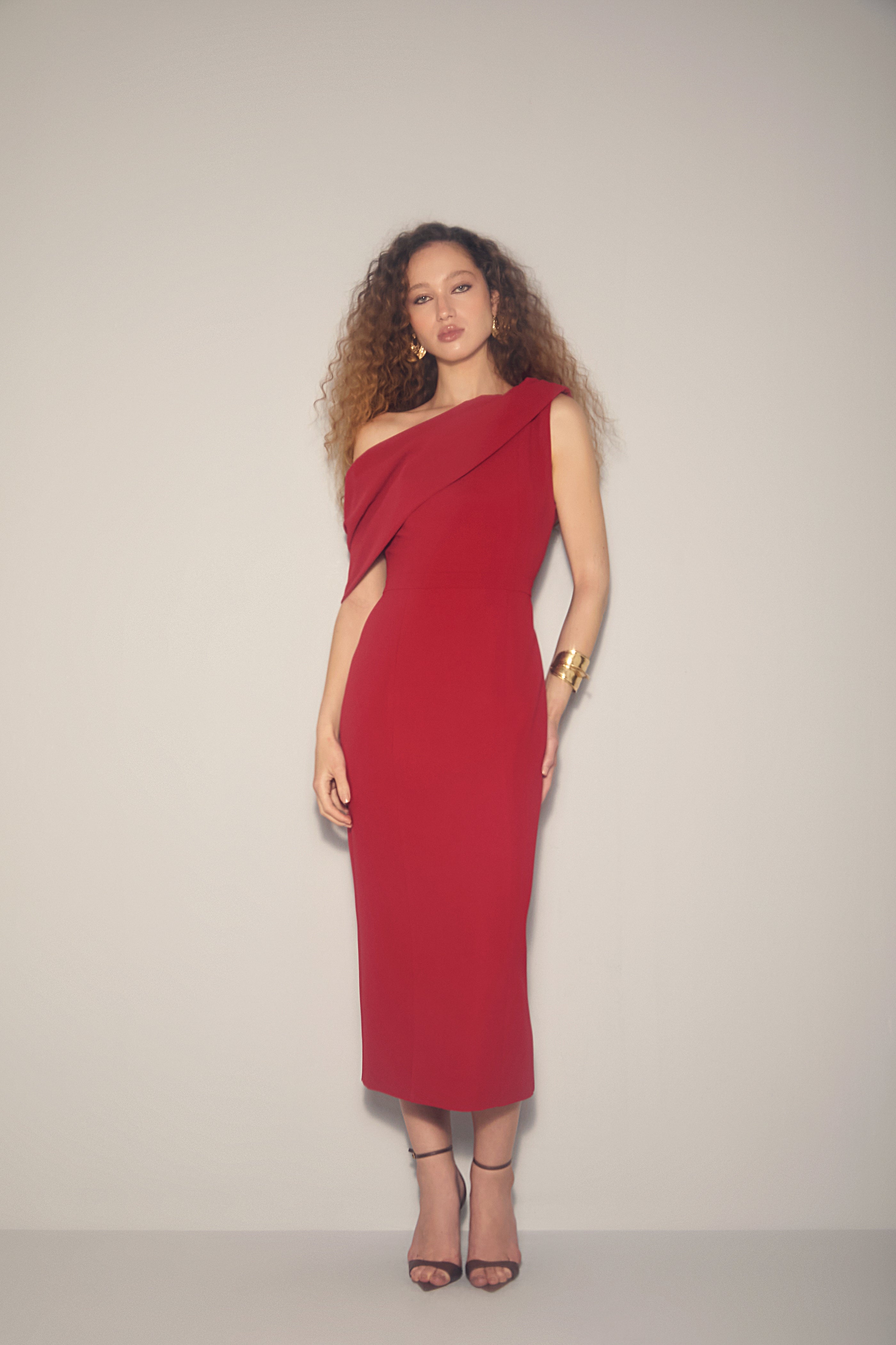 ARB RED ONE SHOULDER DRESS
