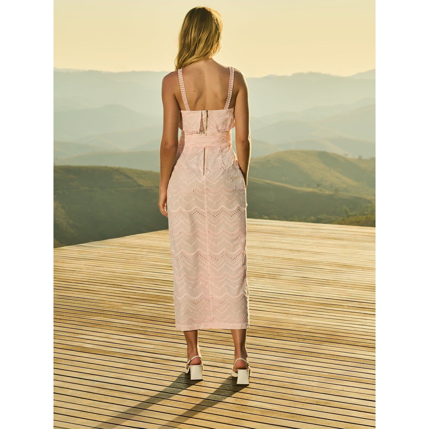 SK MIDI LACE DRESS PINK