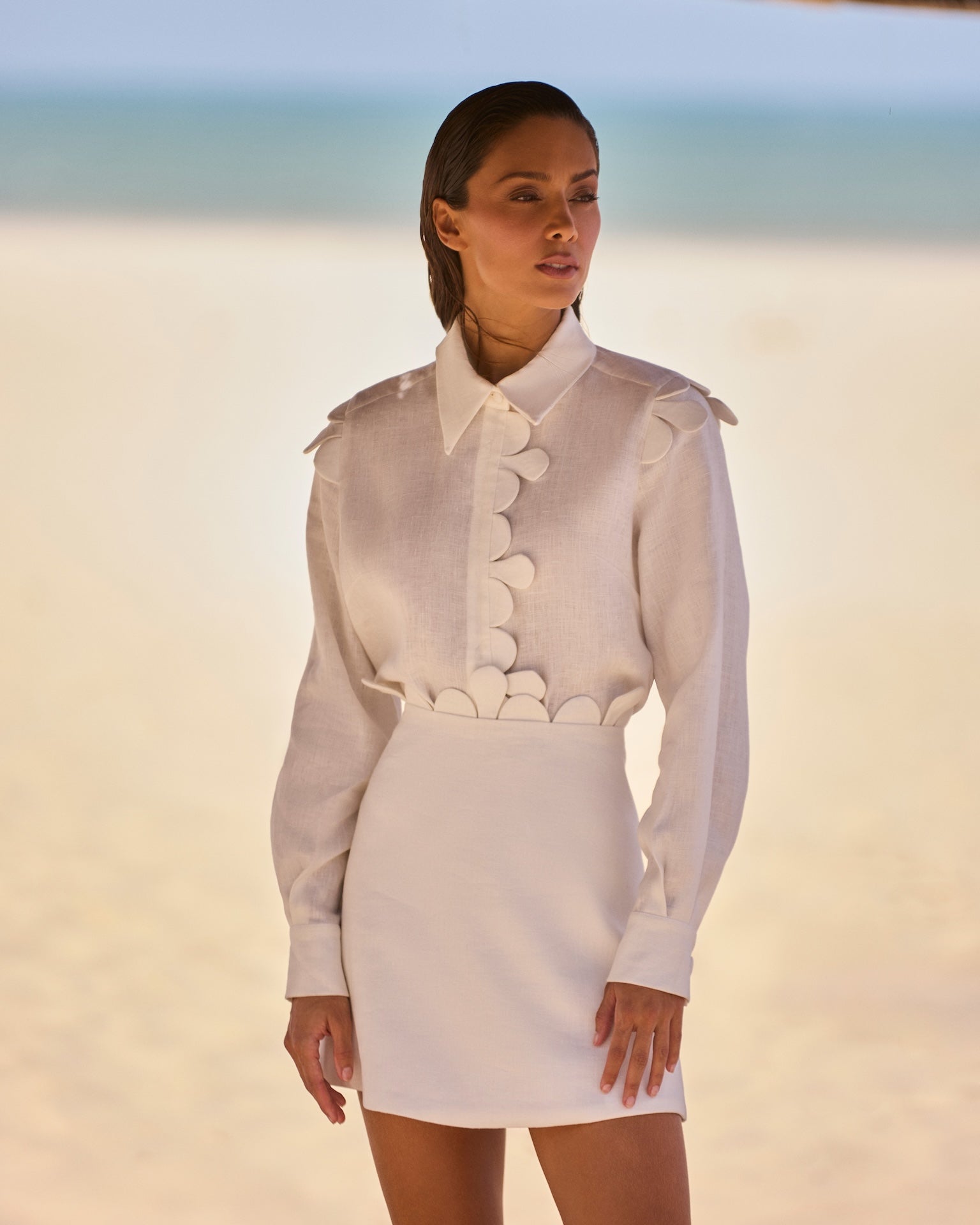 HL A GOTAS SKIRT WHITE