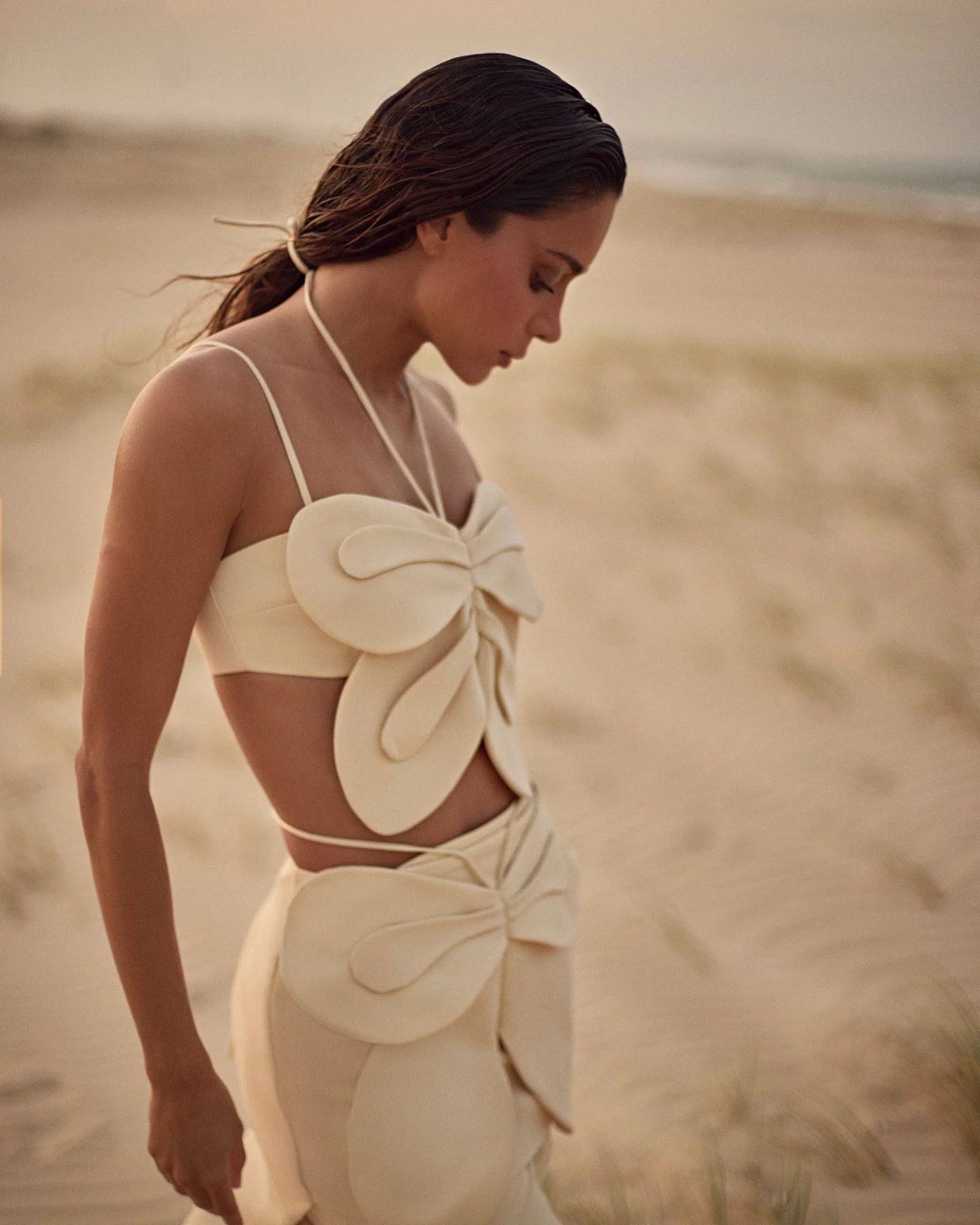 HL BUTTERFLY VANILLA CROPPED TOP