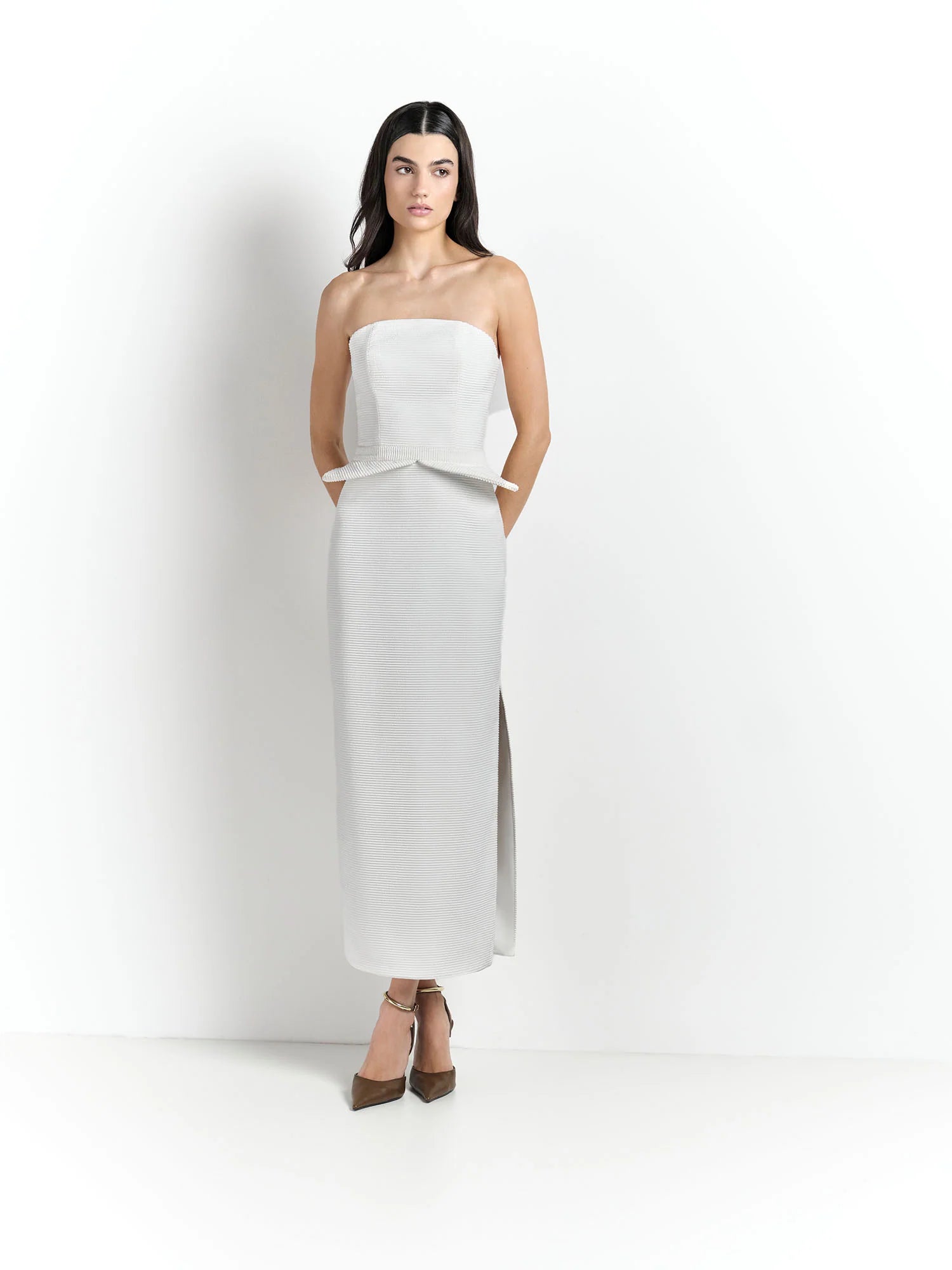 HL PONTES MIDI DRESS - WHITE