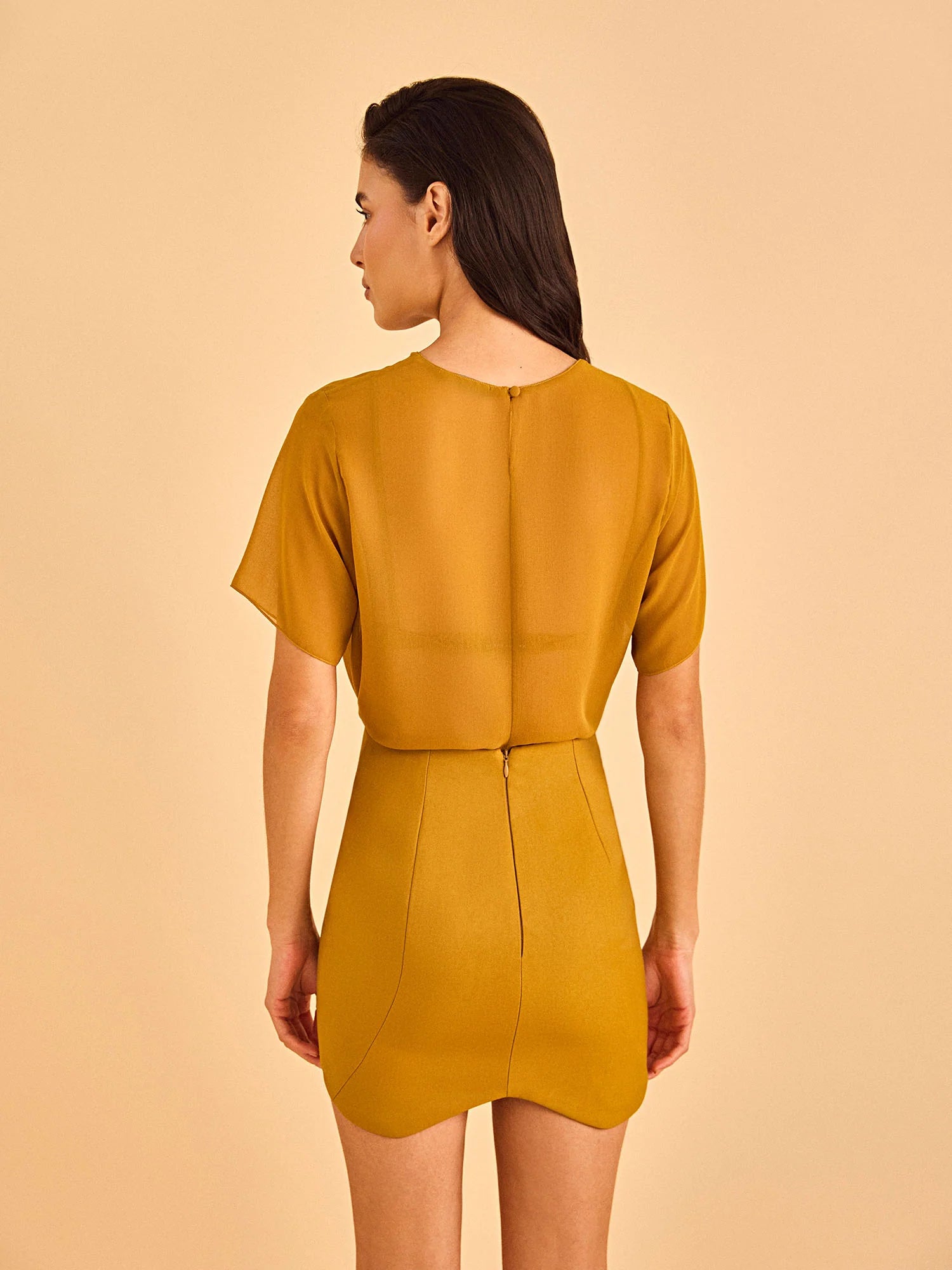 HL MOULAGE SHORT SKIRT MUSTARD