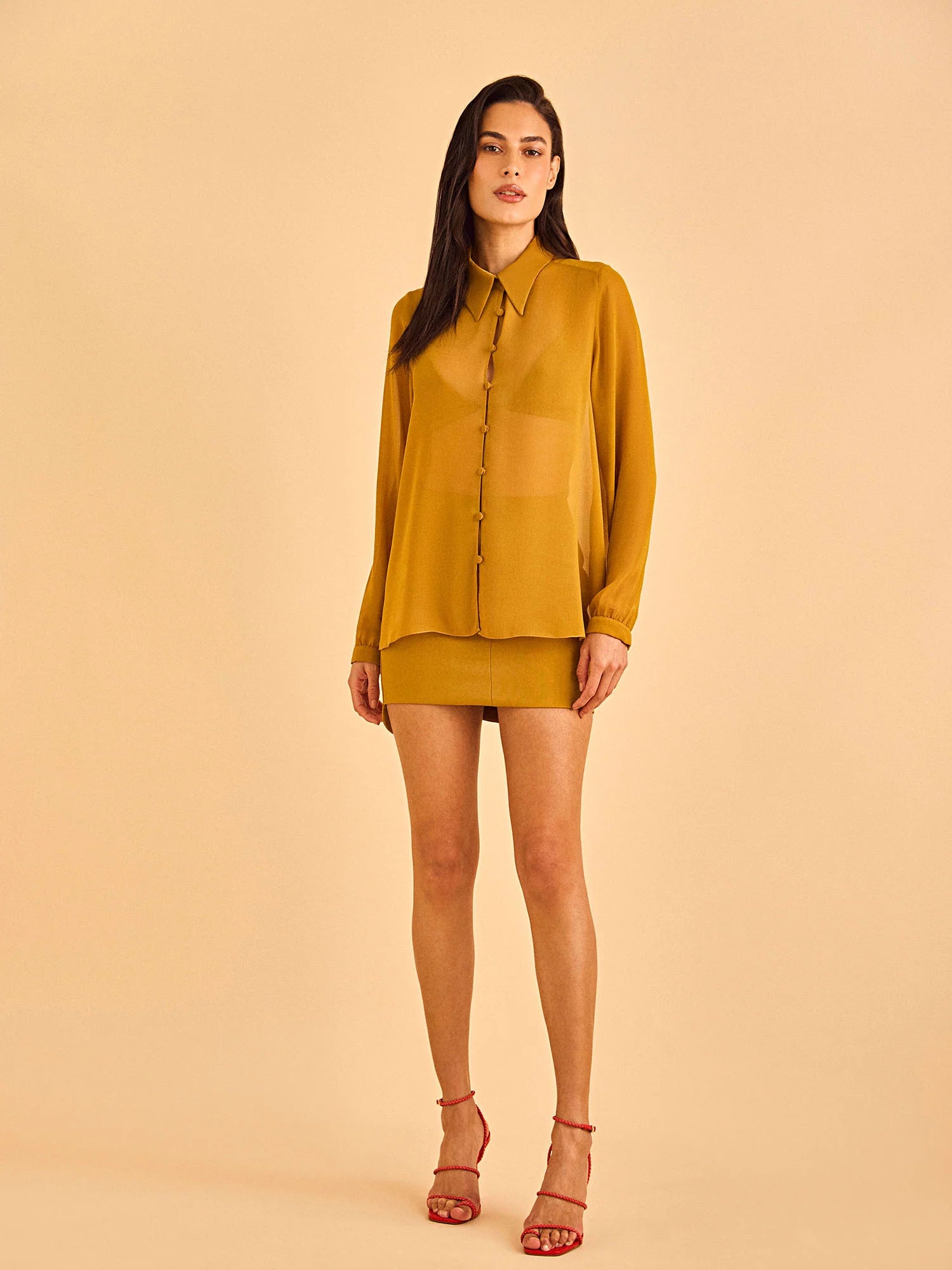 HL MOULAGE SHORT SKIRT MUSTARD