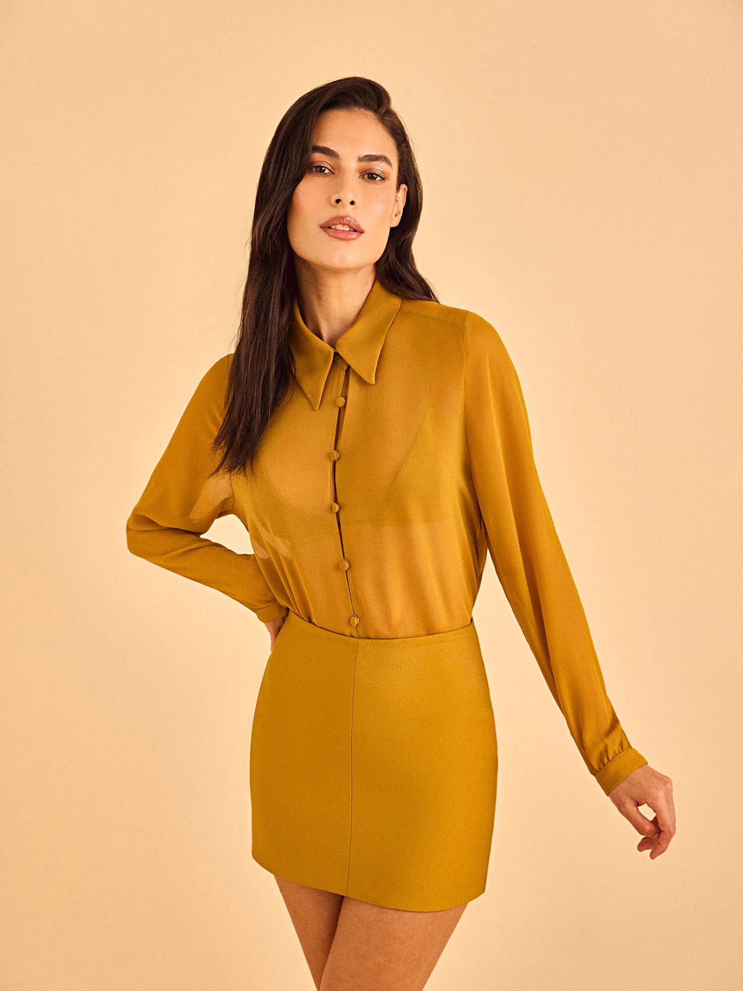 HL MOULAGE SHORT SKIRT MUSTARD