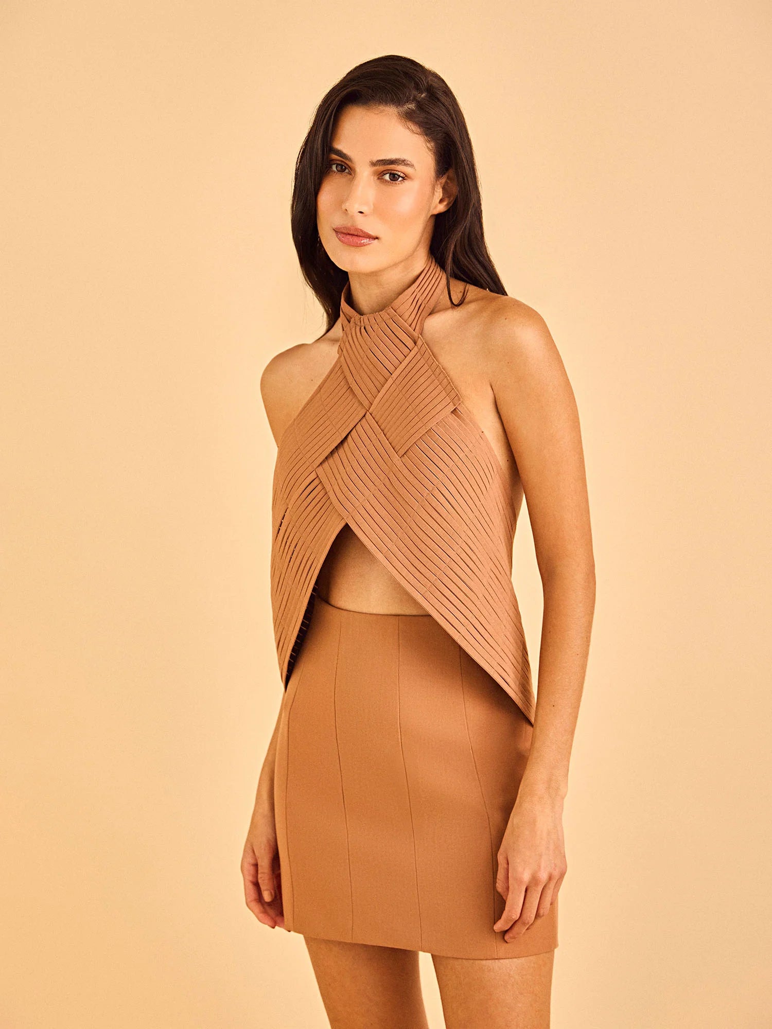 HL CAULE SKIRT - LIGHT BROWN