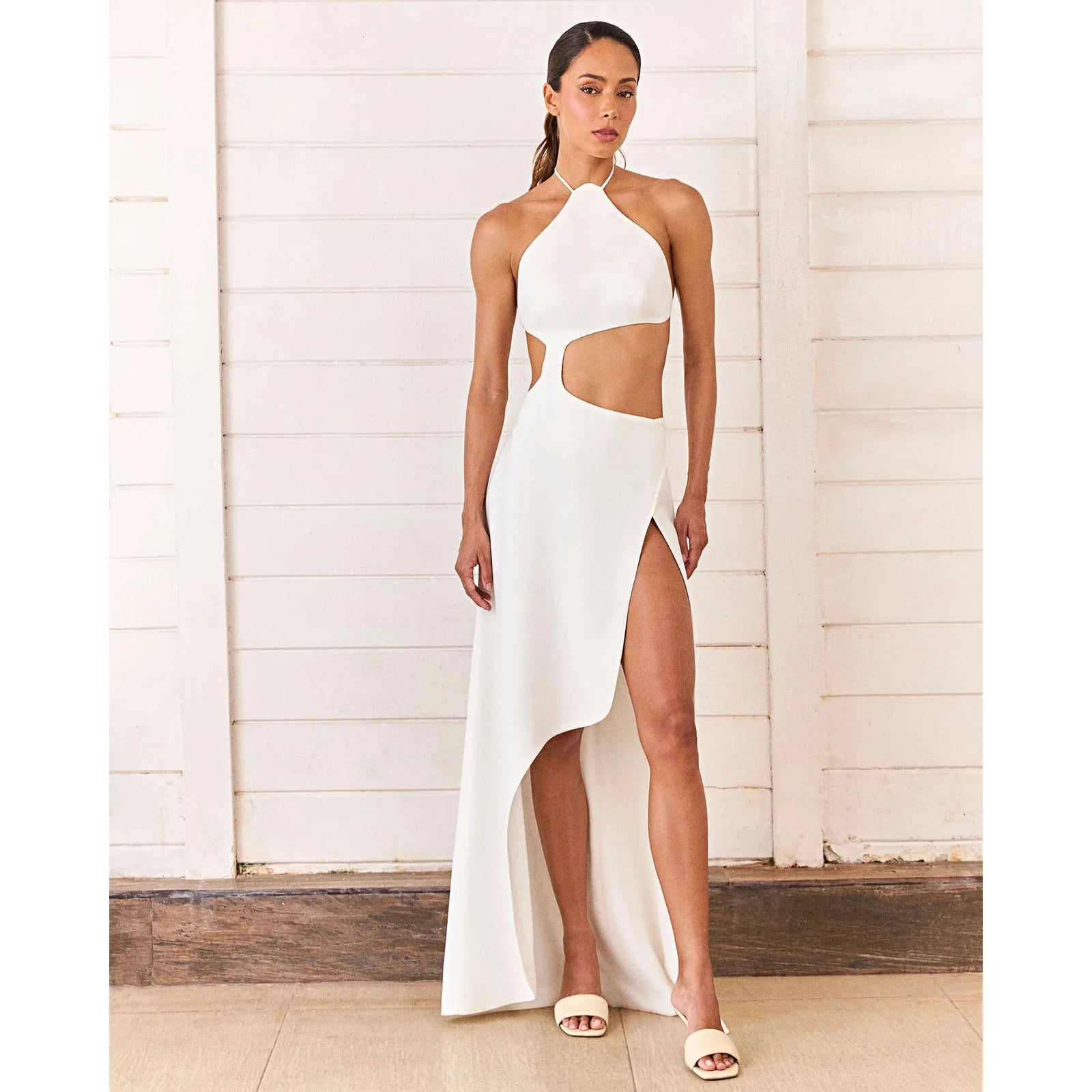 HL MEDITERRANEAN WAVE DRESS - OFF WHITE